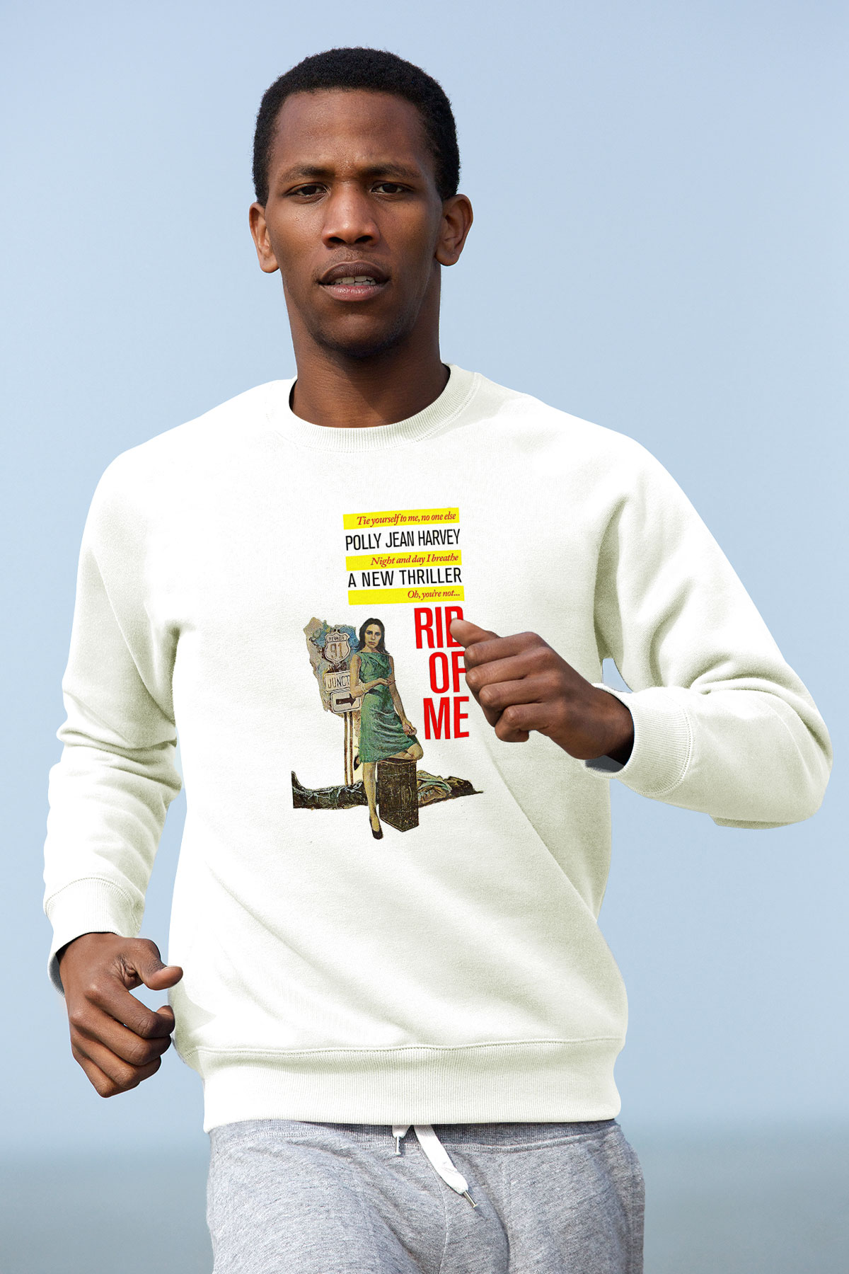 Pj Harvey Baskılı Beyaz Unisex Sweatshirt