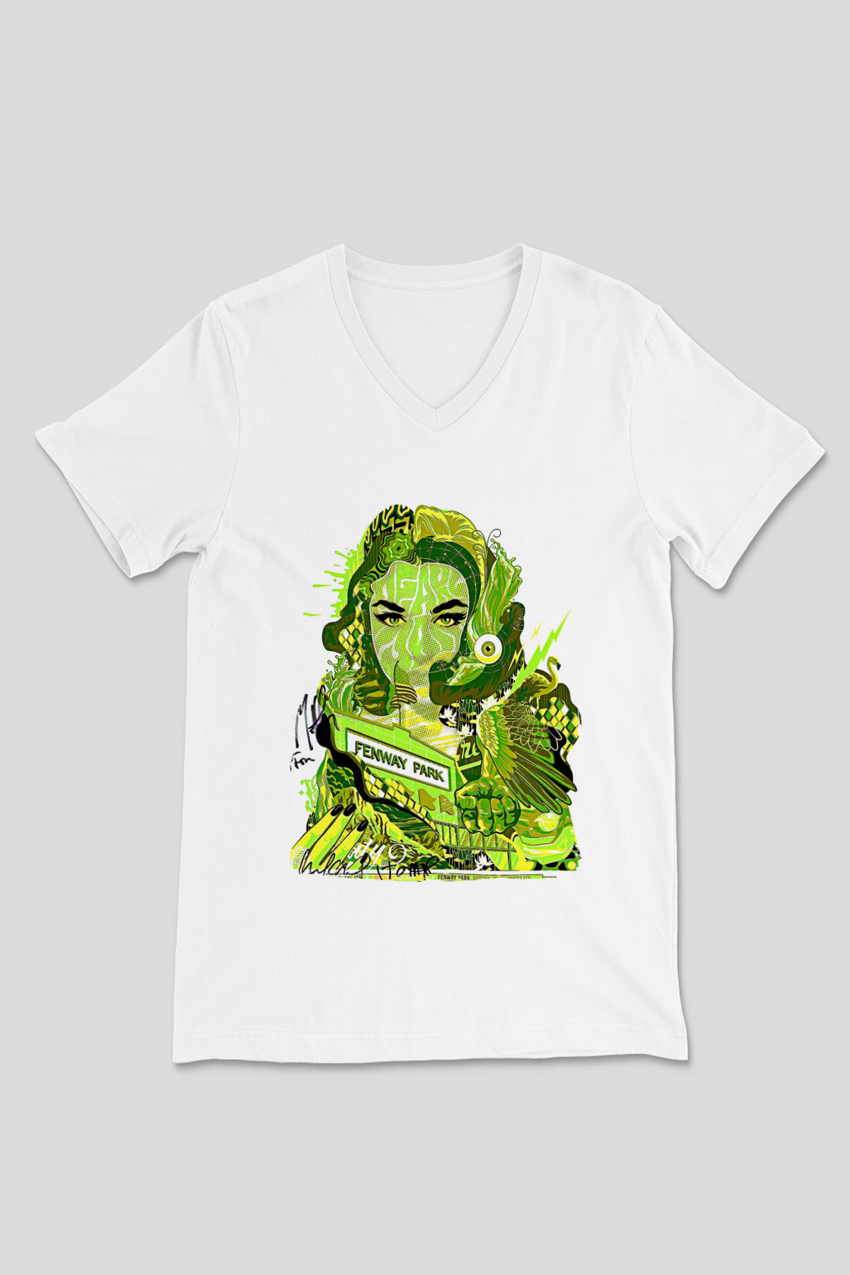 Pj Harvey Baskılı Beyaz Unisex V Yaka Tişört - Tshirt