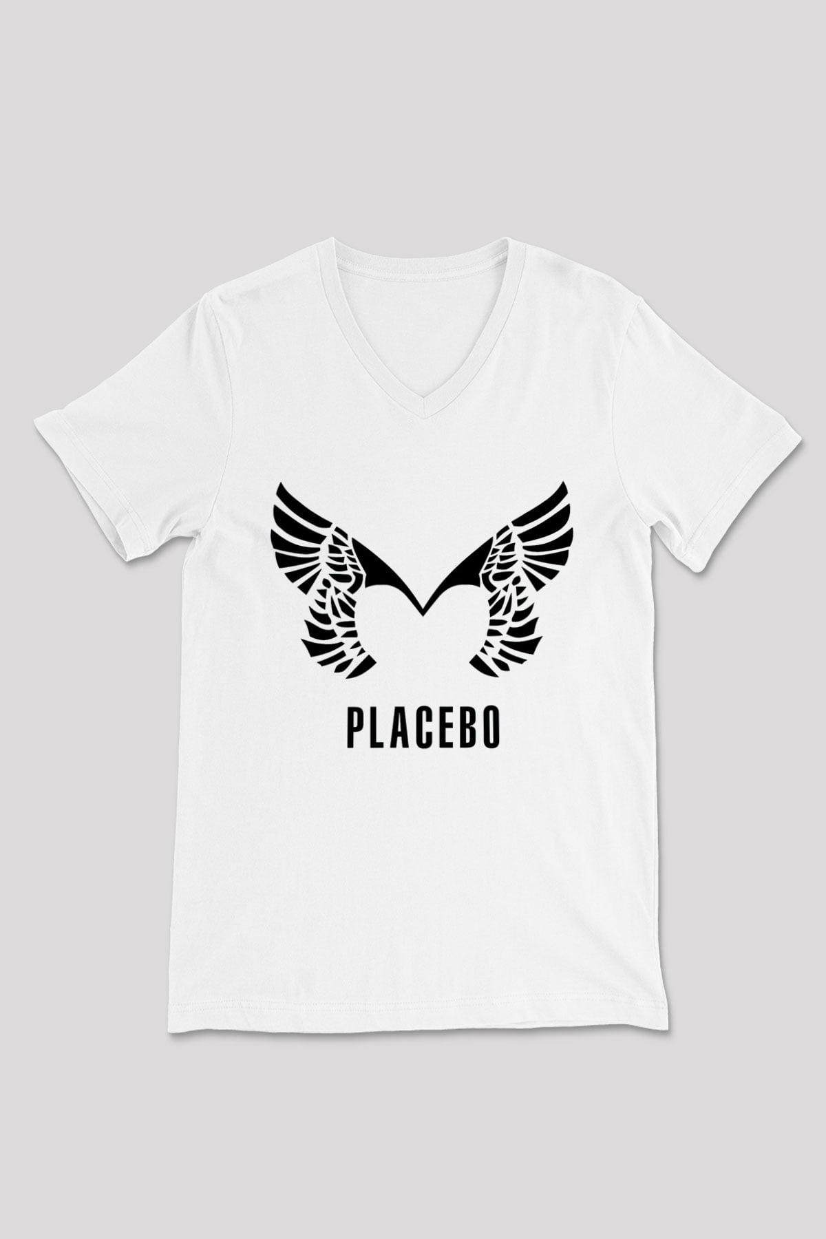 Placebo Beyaz Unisex V Yaka Tişört T-Shirt
