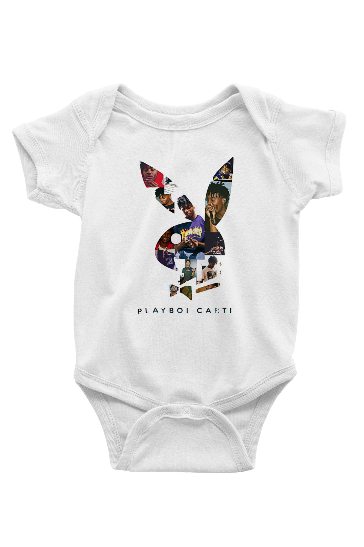 Playboi Carti Baskılı Beyaz Unisex Bebek Body - Zıbın