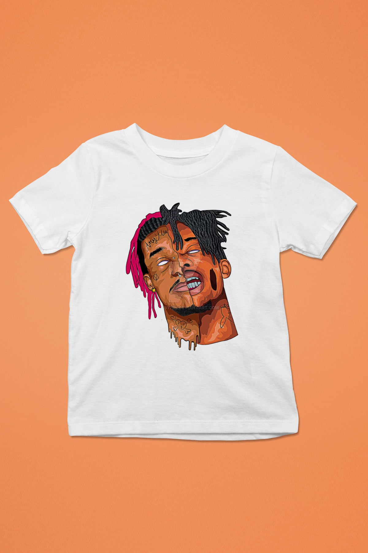 Playboi Carti Baskılı Beyaz Unisex Beyaz Çocuk Tişört - Tshirt