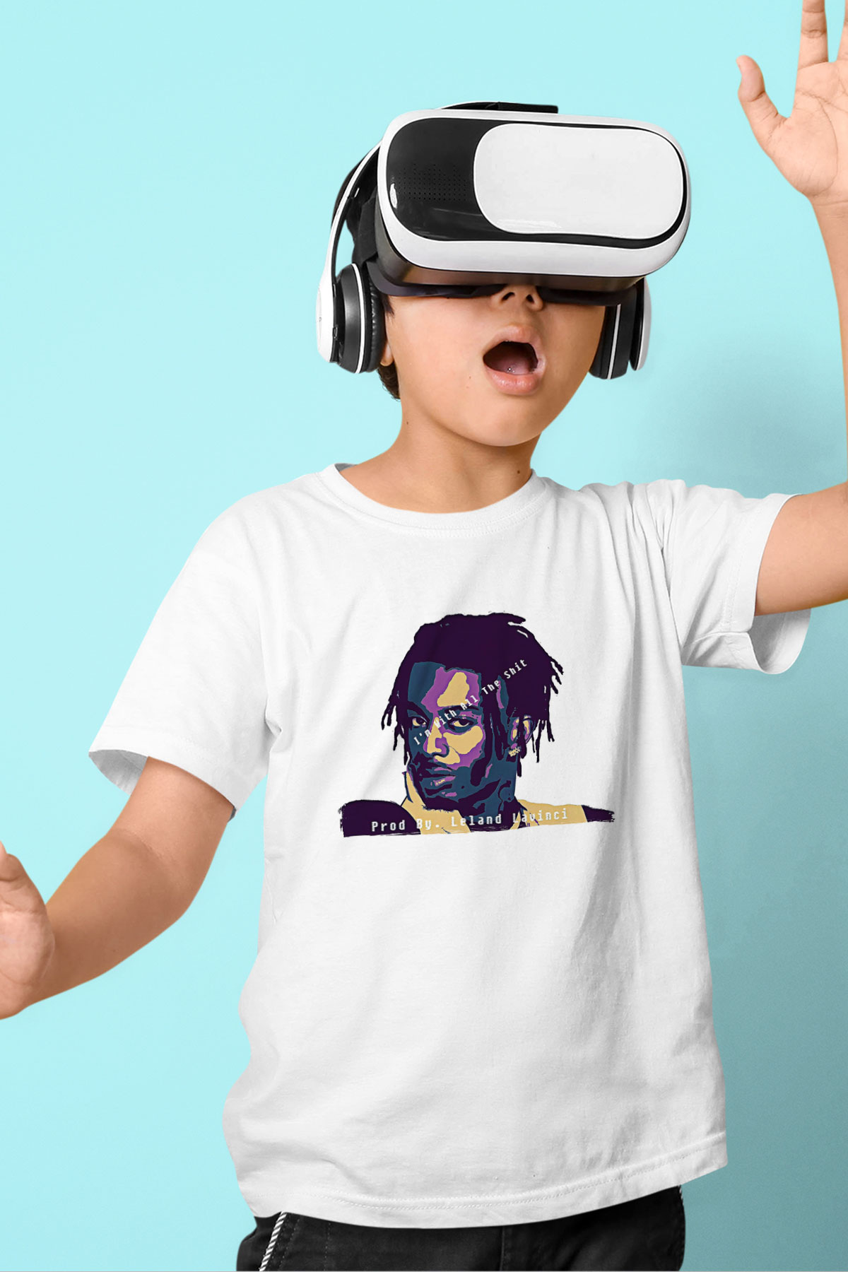 Playboi Carti Baskılı Beyaz Unisex Beyaz Çocuk Tişört - Tshirt