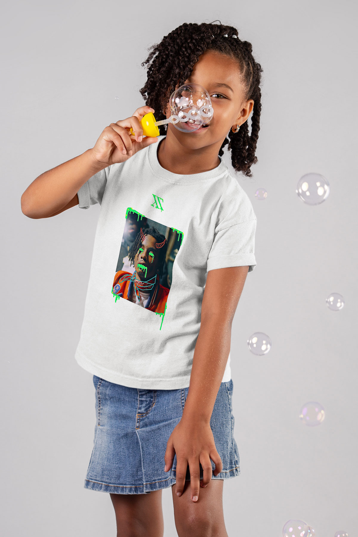 Playboi Carti Baskılı Beyaz Unisex Beyaz Çocuk Tişört - Tshirt