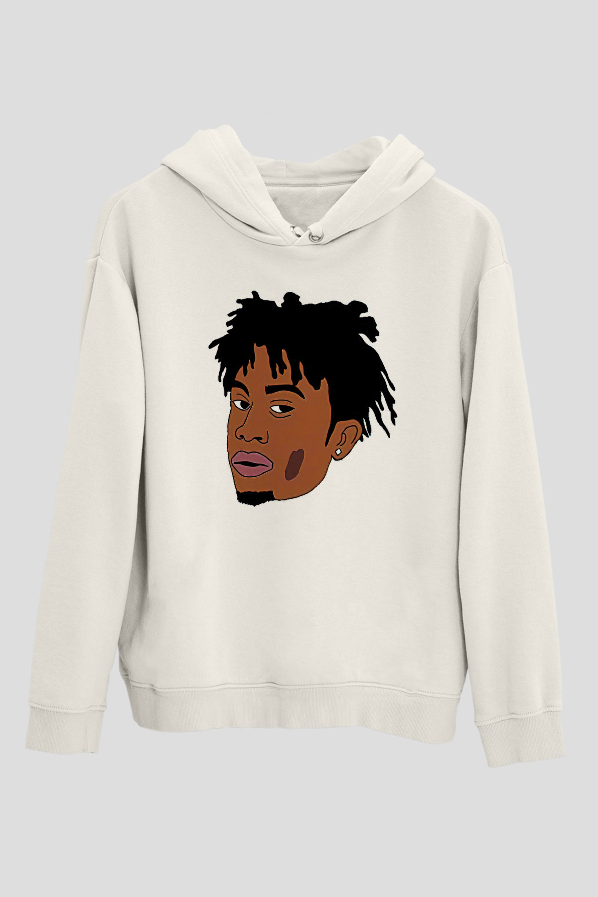 Playboi Carti Baskılı Beyaz Unisex Kapüşonlu Sweatshirt