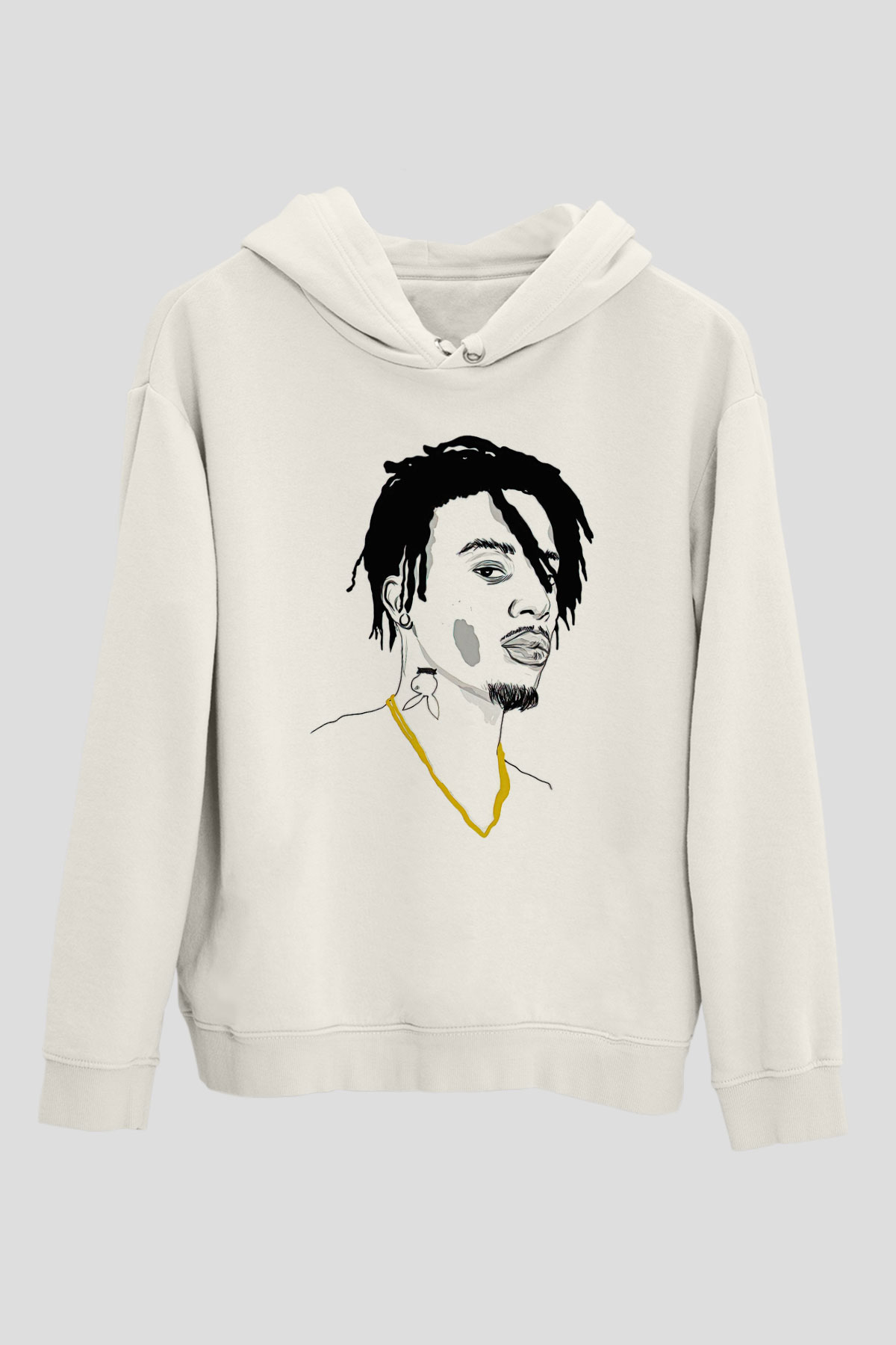 Playboi Carti Baskılı Beyaz Unisex Kapüşonlu Sweatshirt