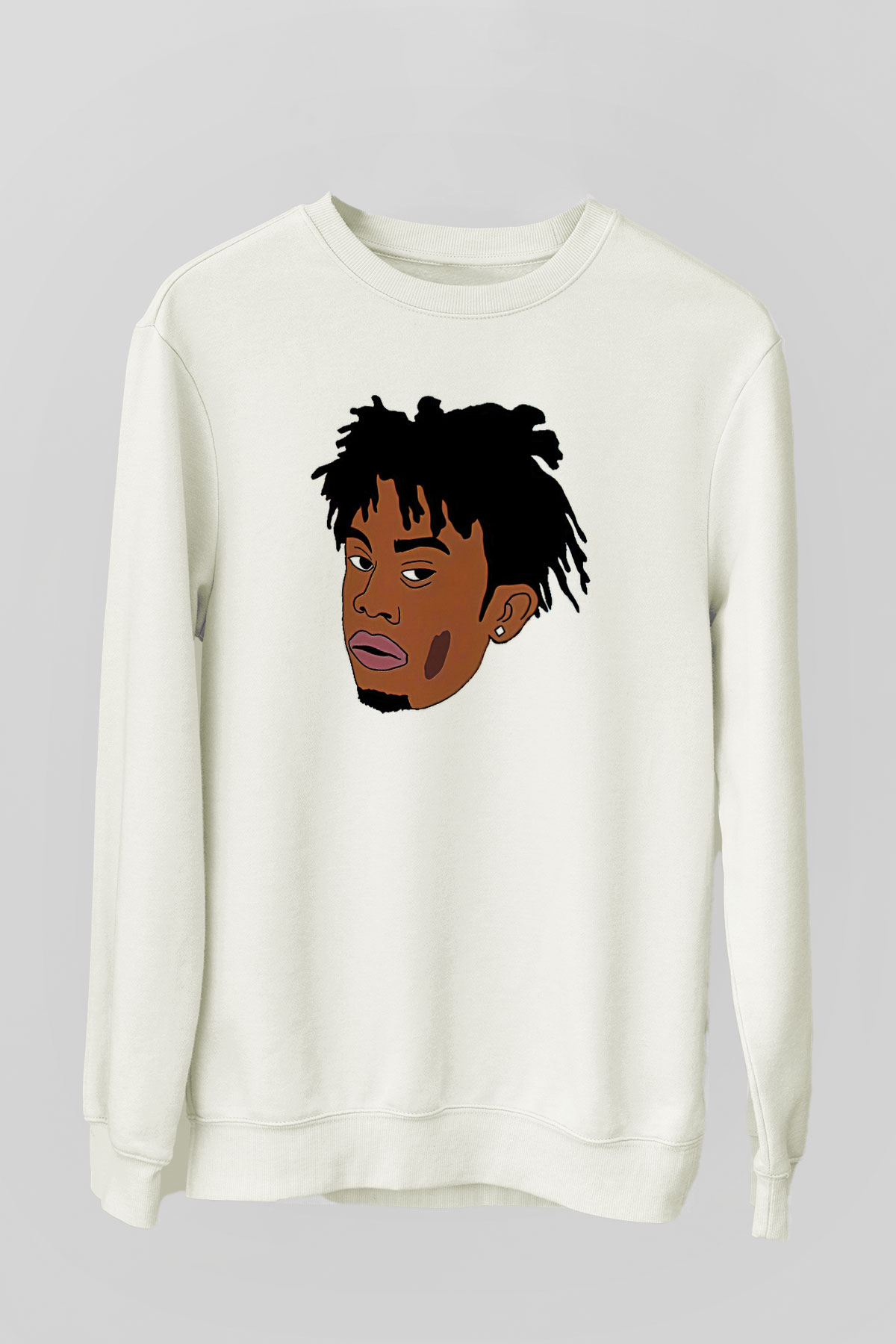Playboi Carti Baskılı Beyaz Unisex Sweatshirt