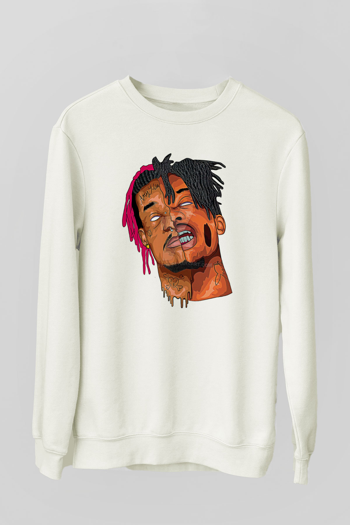 Playboi Carti Baskılı Beyaz Unisex Sweatshirt