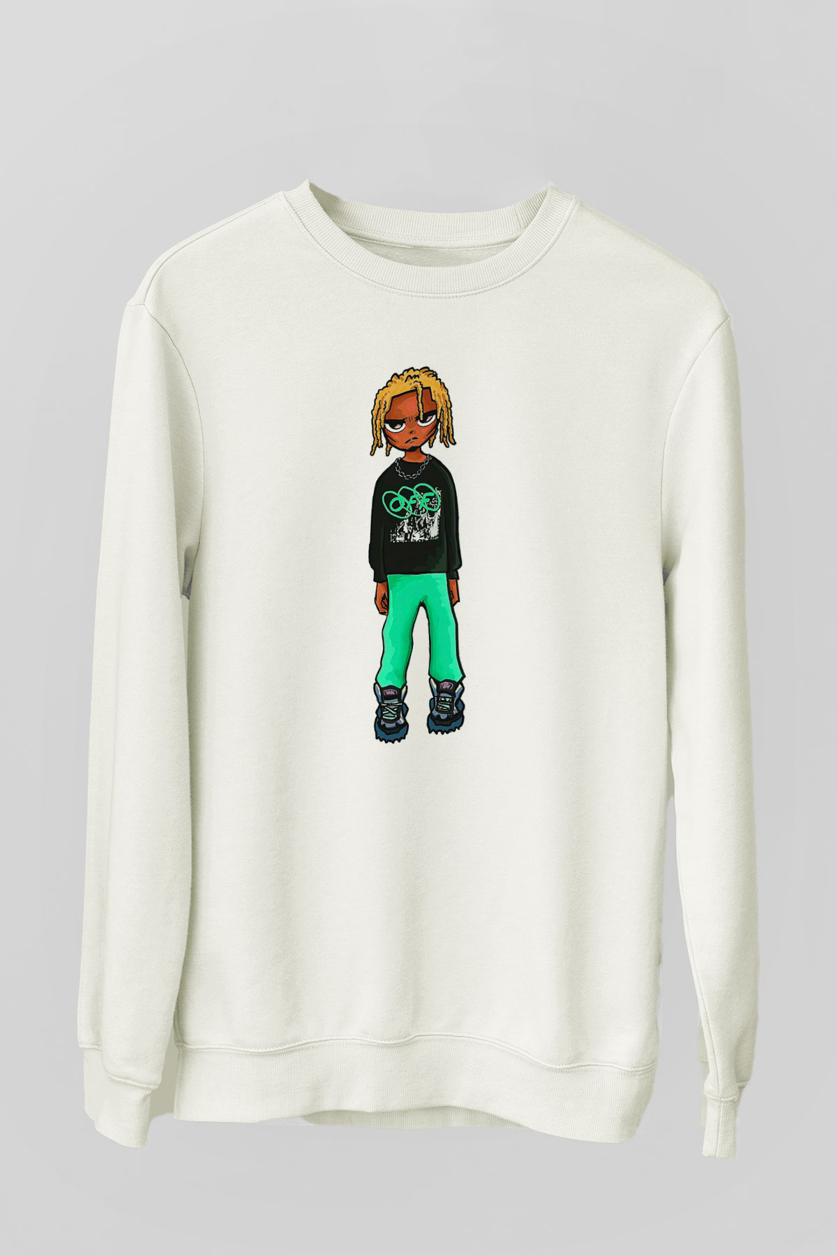 Playboi Carti Baskılı Beyaz Unisex Sweatshirt