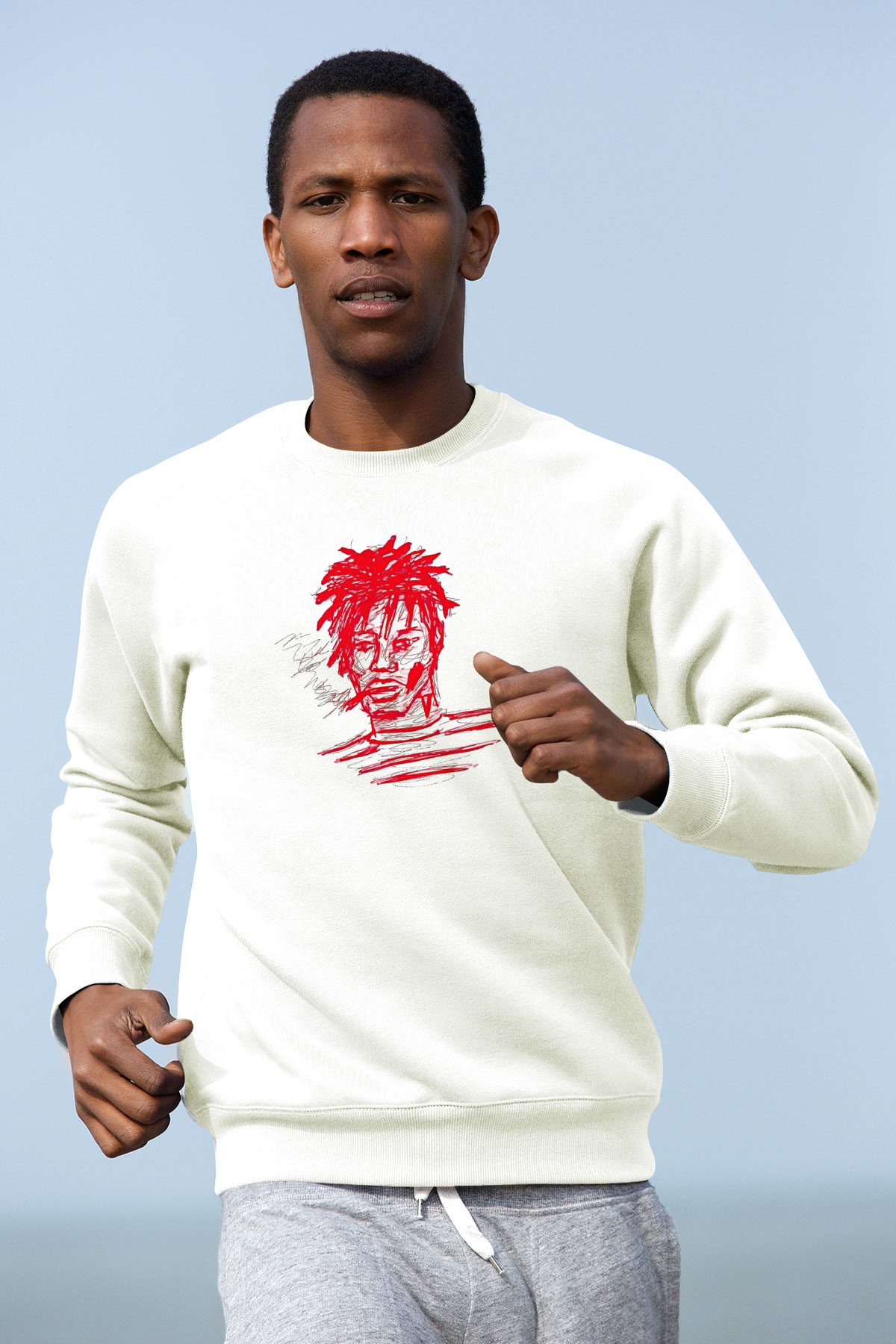 Playboi Carti Baskılı Beyaz Unisex Sweatshirt