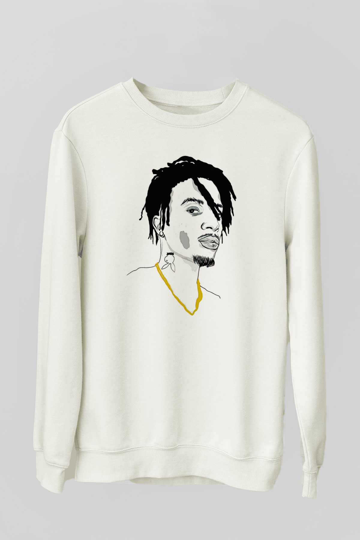Playboi Carti Baskılı Beyaz Unisex Sweatshirt