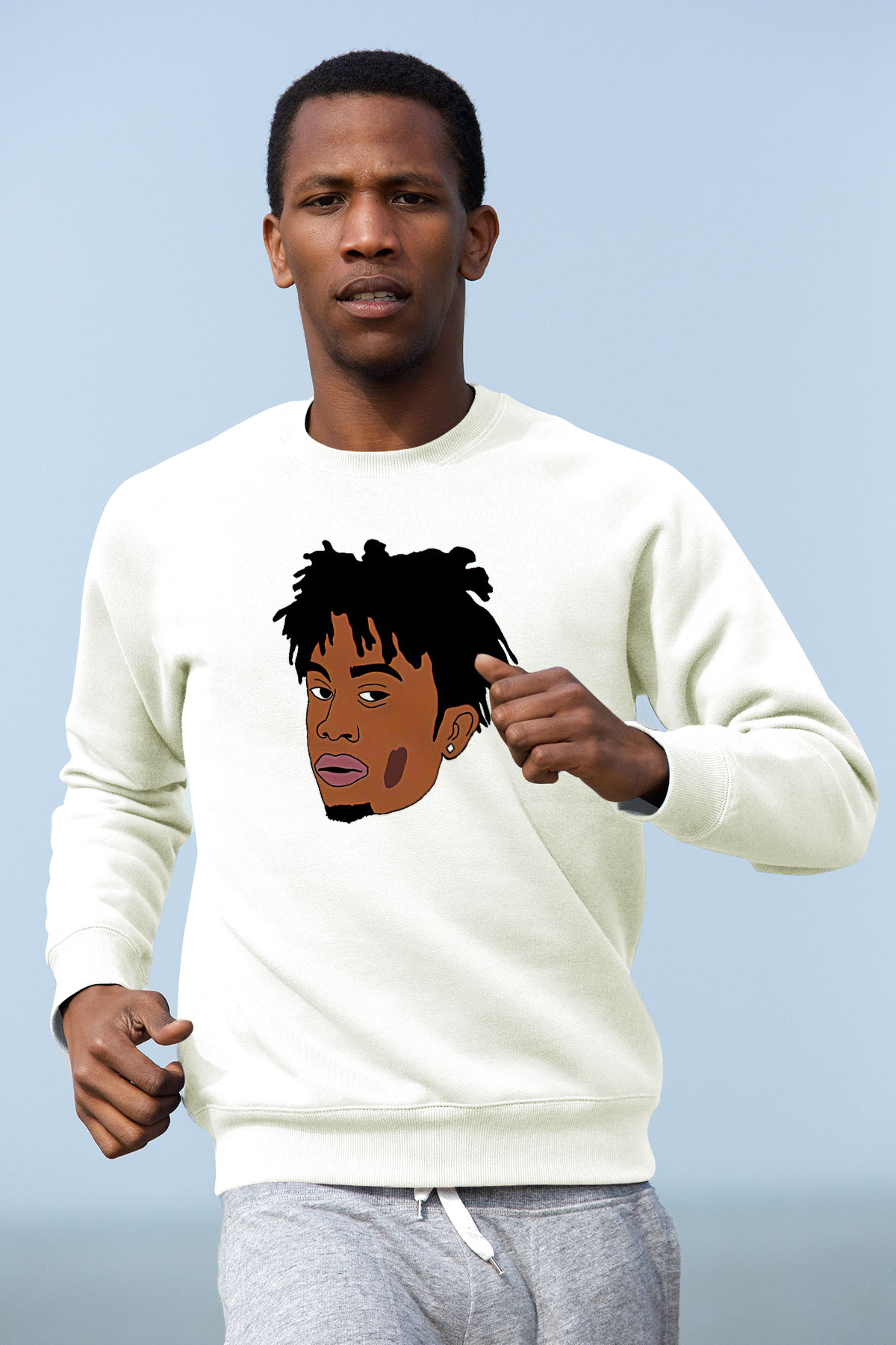 Playboi Carti Baskılı Beyaz Unisex Sweatshirt