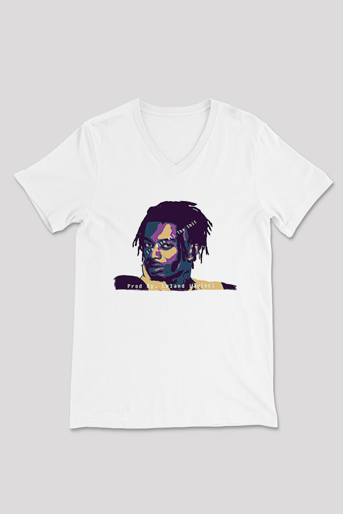 Playboi Carti Baskılı Beyaz Unisex V Yaka Tişört - Tshirt