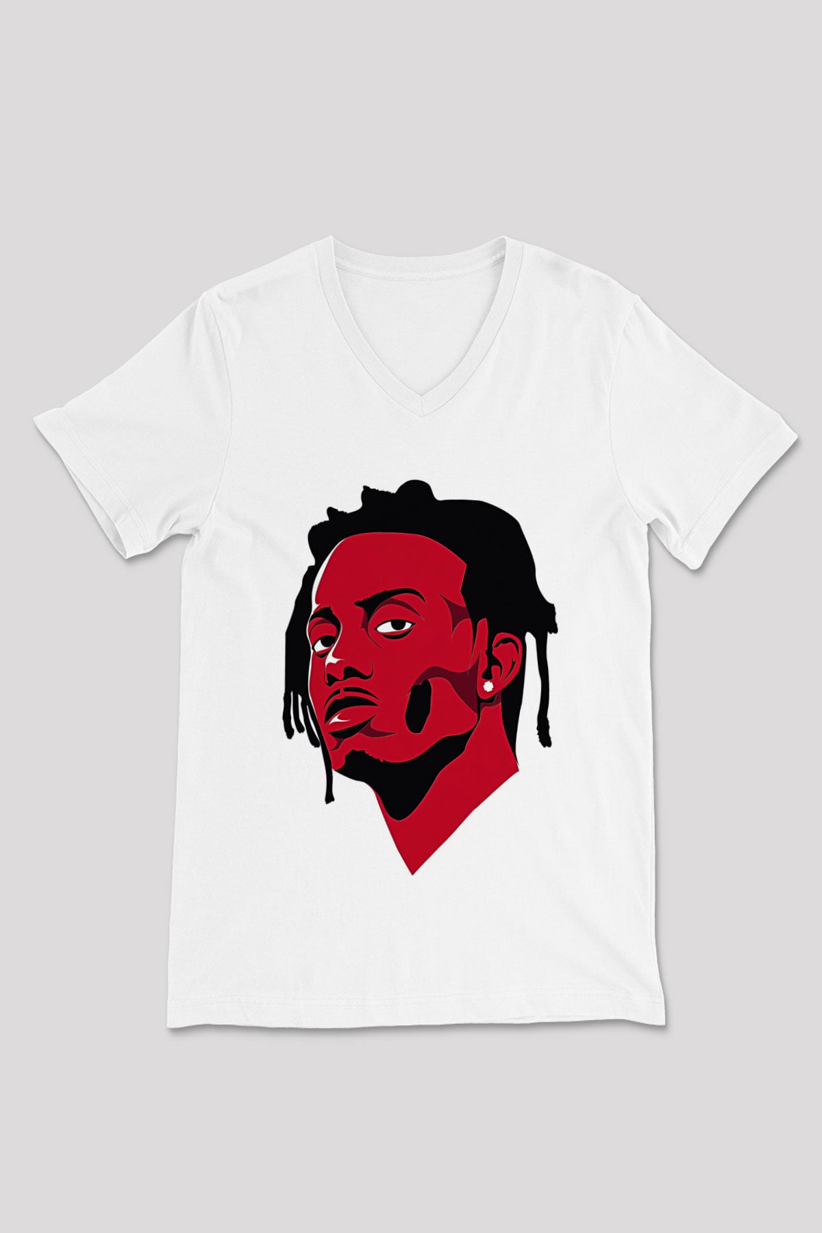 Playboi Carti Baskılı Beyaz Unisex V Yaka Tişört - Tshirt
