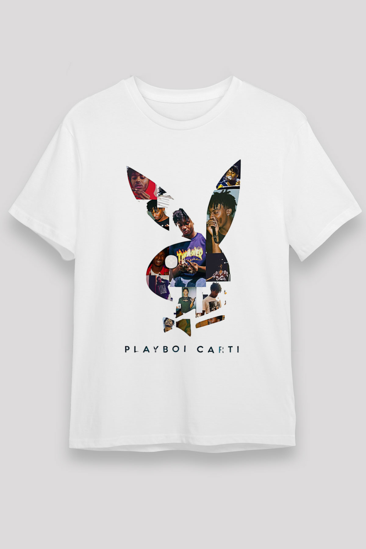 Playboi Carti Baskılı Unisex Beyaz Tişört - Tshirt