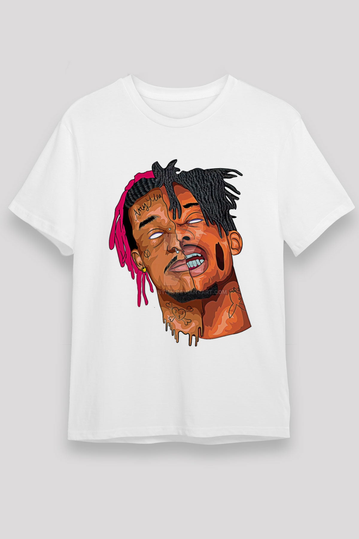 Playboi Carti Baskılı Unisex Beyaz Tişört - Tshirt