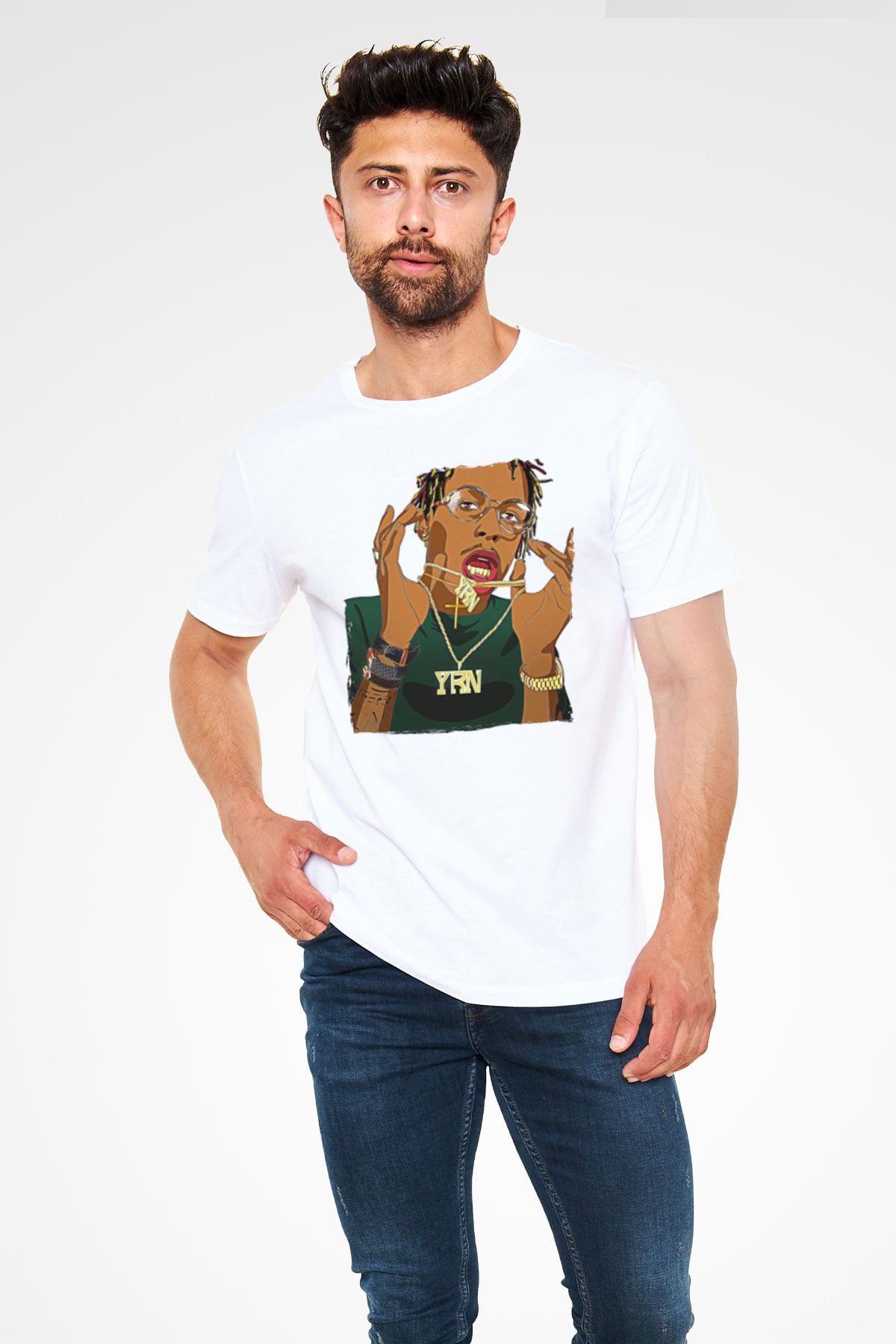 Playboi Carti Baskılı Unisex Beyaz Tişört - Tshirt