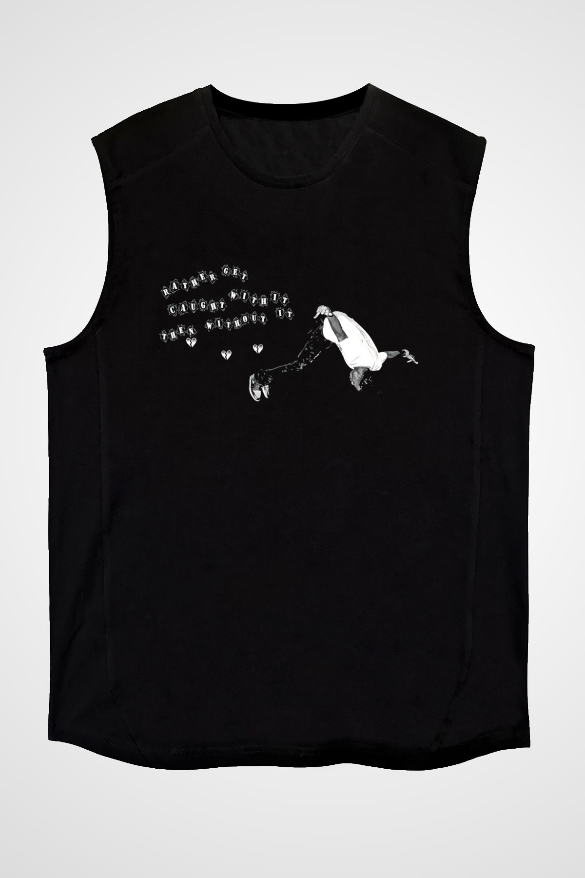 Playboi Carti Baskılı Unisex Siyah Kolsuz Tişört - Tshirt