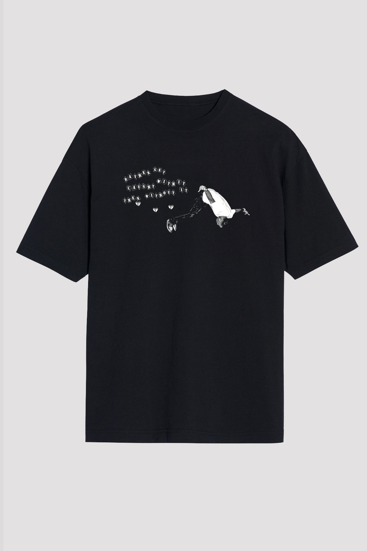 Playboi Carti Baskılı Unisex Siyah Oversize Tişört - Tshirt