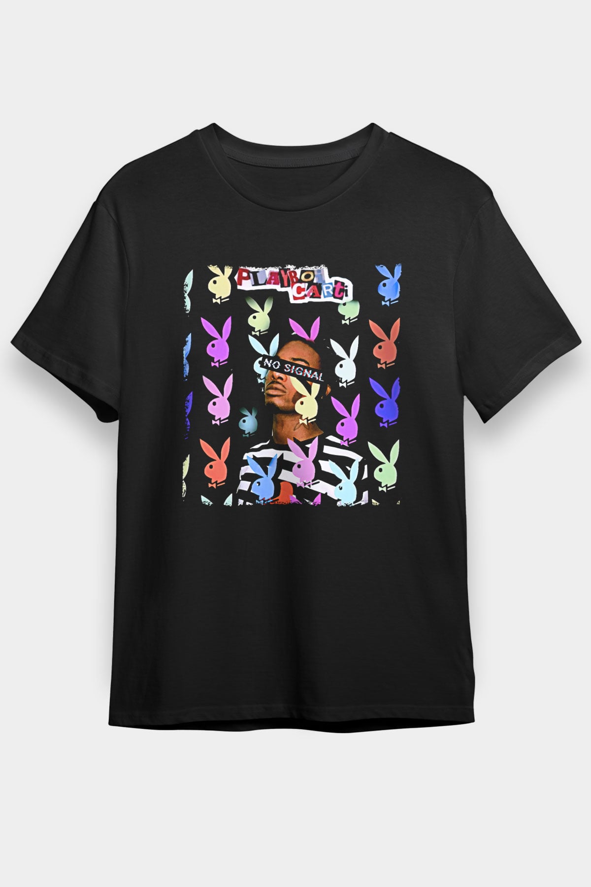 Playboi Carti Baskılı Unisex Siyah Tişört - Tshirt