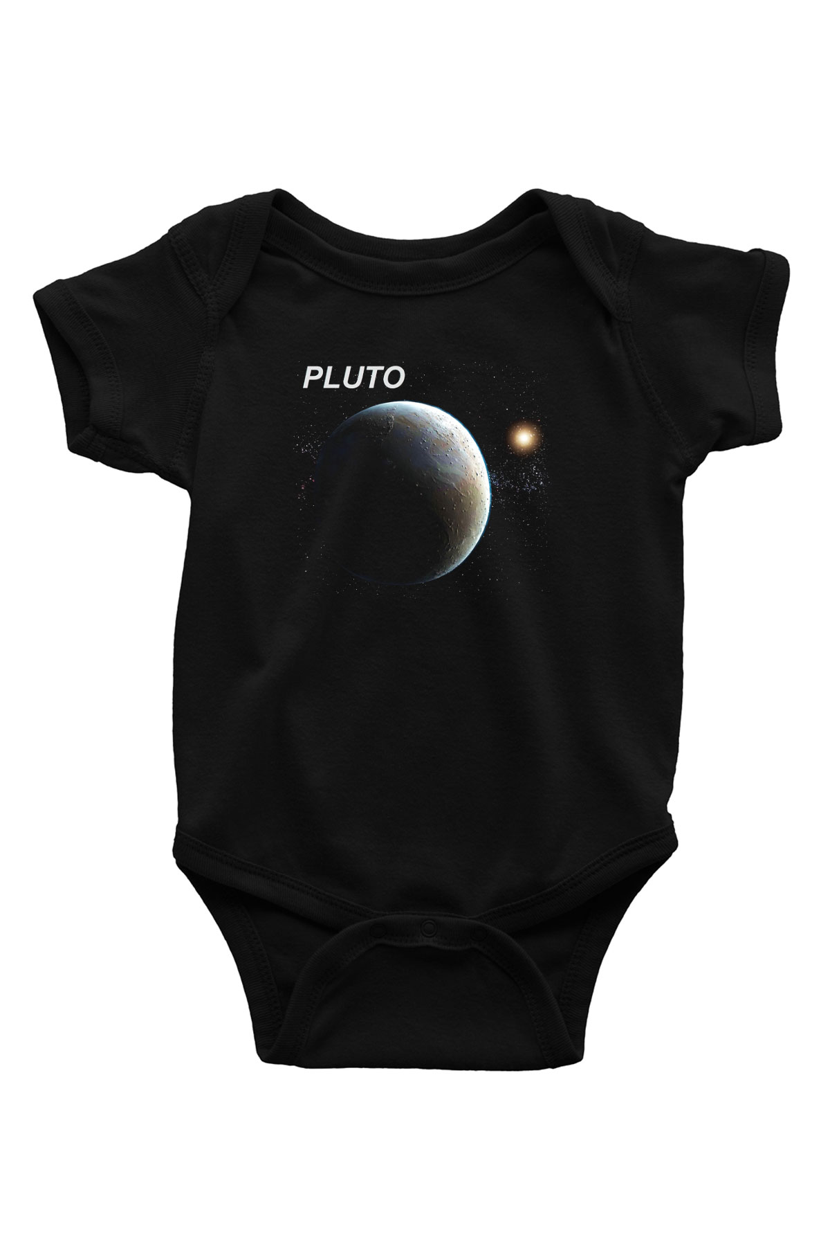 Plüton Baskılı Siyah Bebek Body - Zıbın