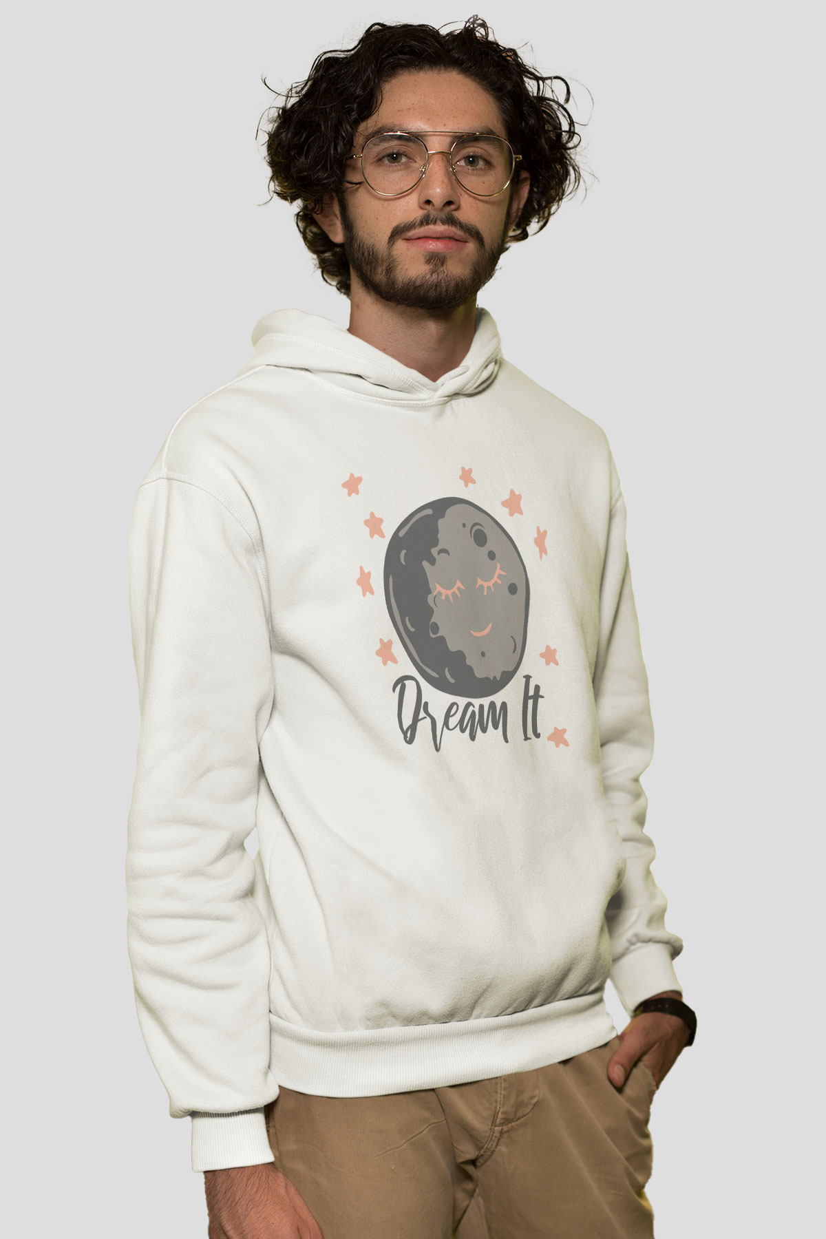 Plüton Beyaz Unisex Hoodie