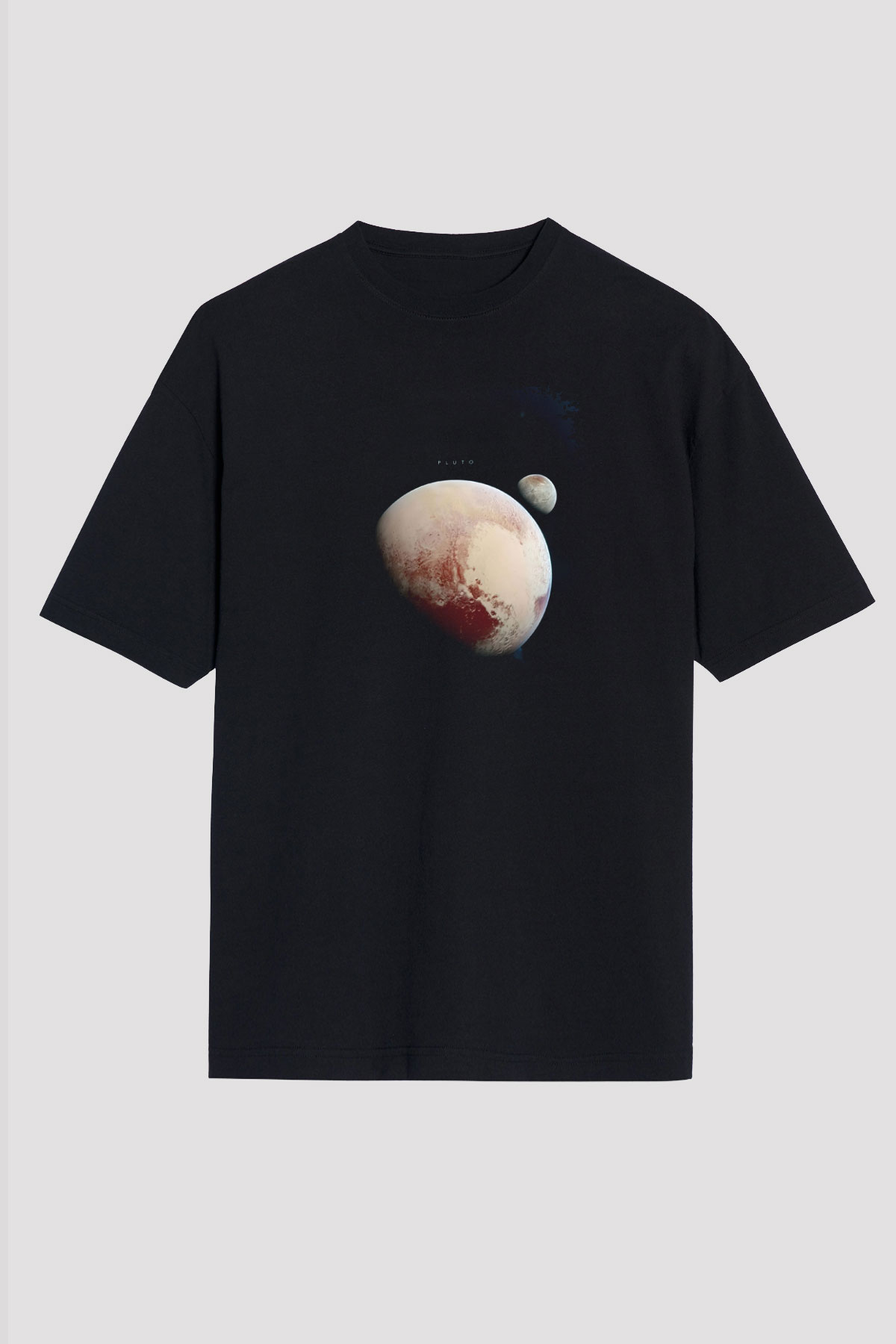 Plüton Fotoğraf Baskılı Unisex Oversize Tişört - Tshirt