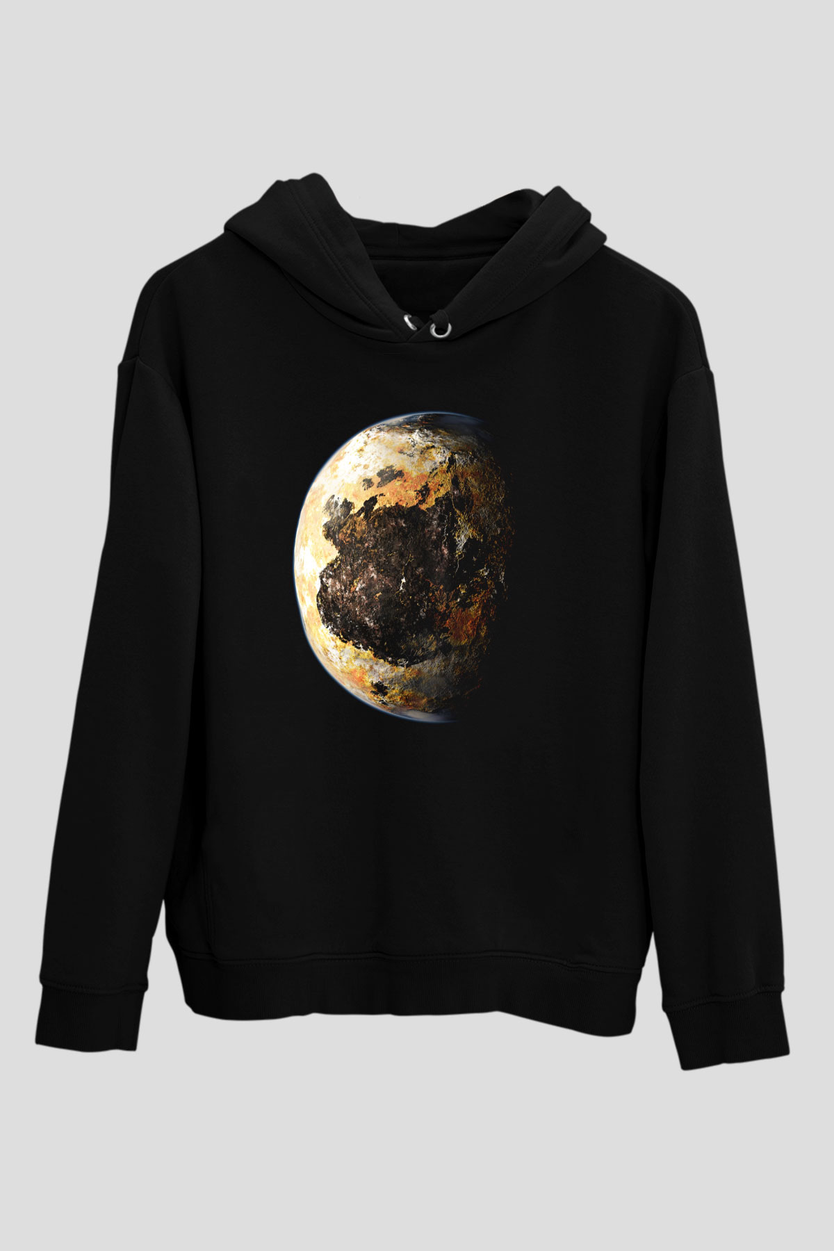Plüton Siyah Unisex Hoodie