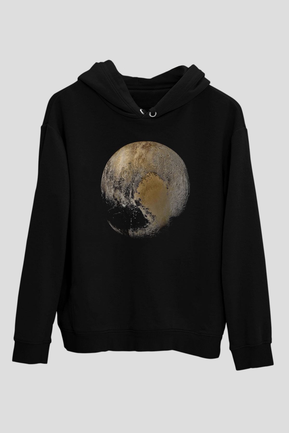 Plüton Siyah Unisex Hoodie