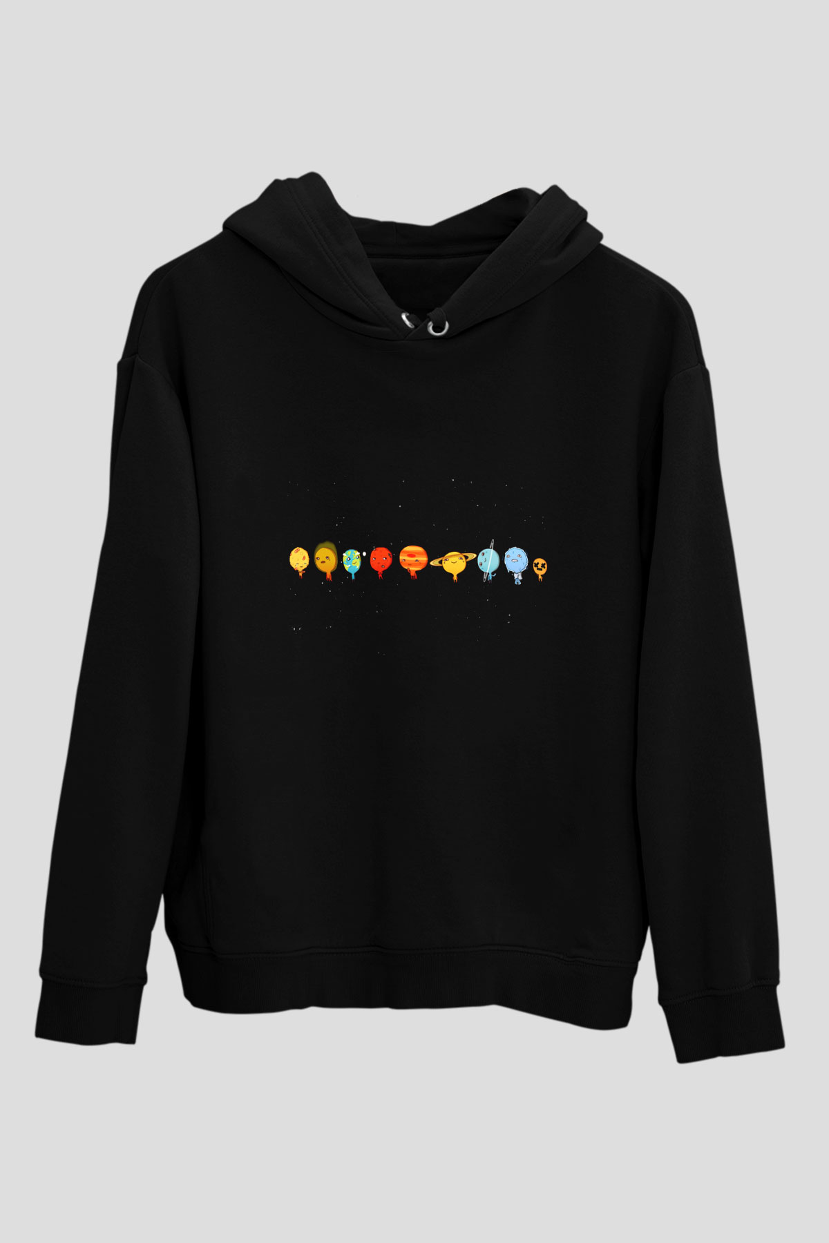 Plüton Siyah Unisex Hoodie