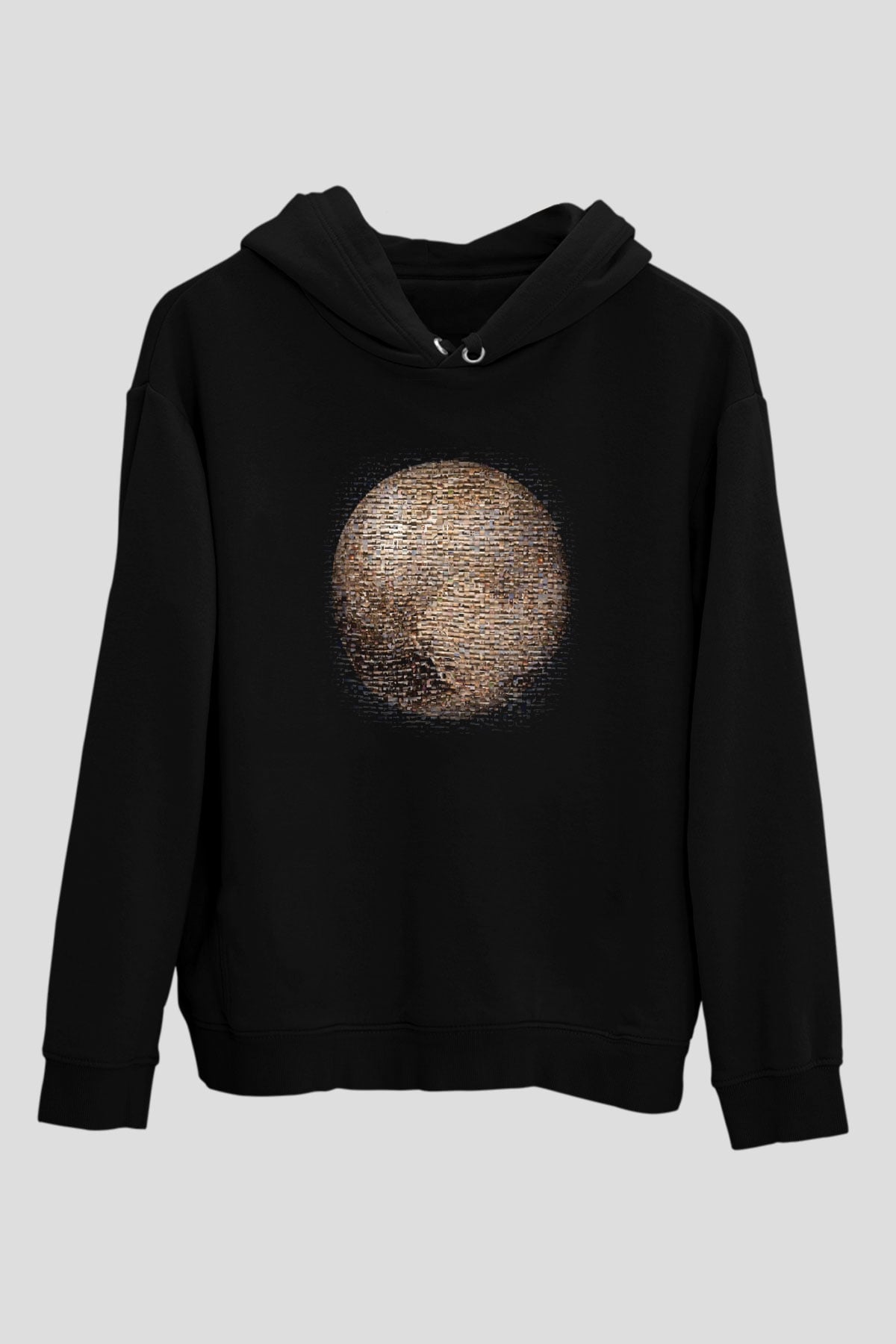Plüton Siyah Unisex Hoodie