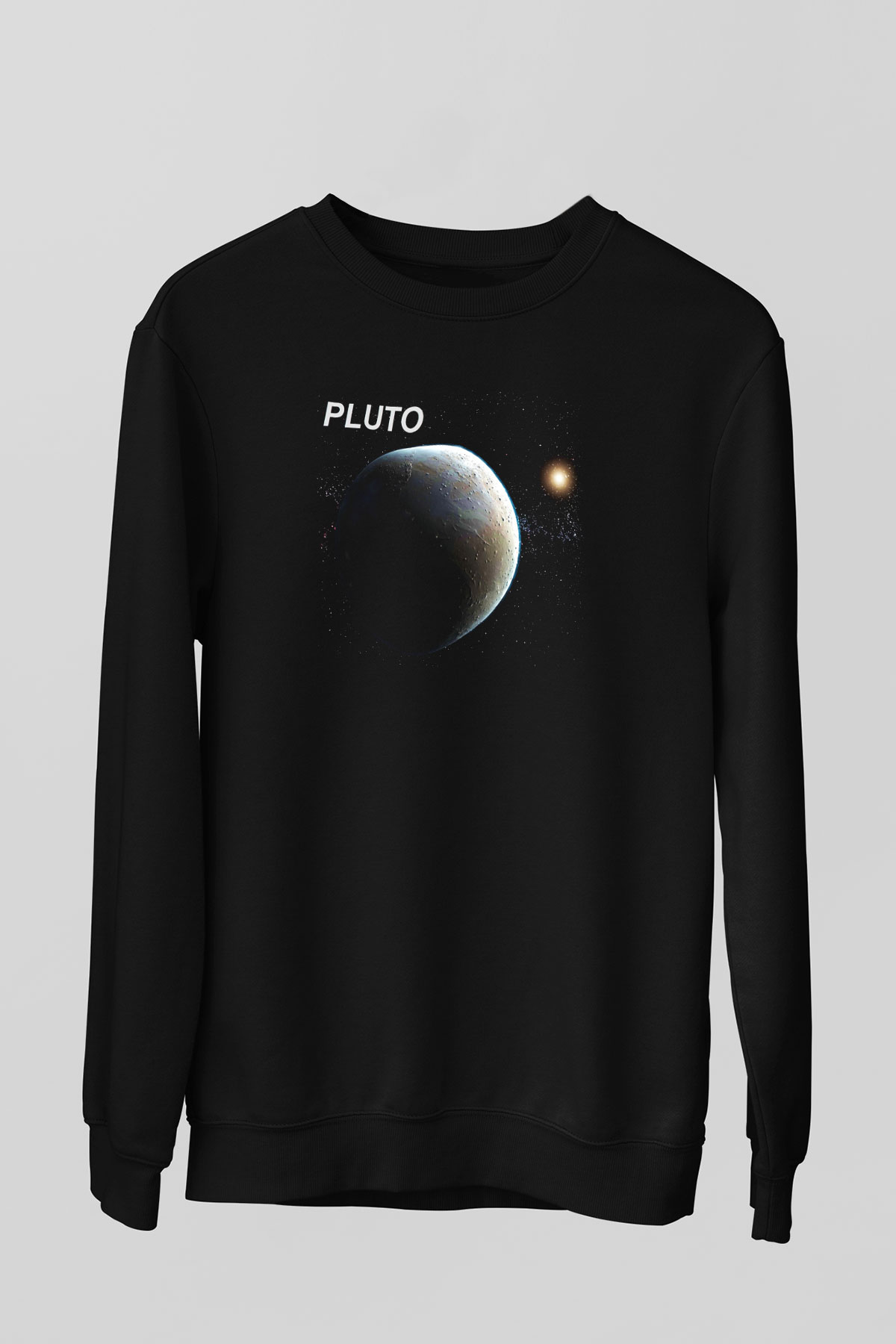 Plüton Siyah Unisex Sweatshirt