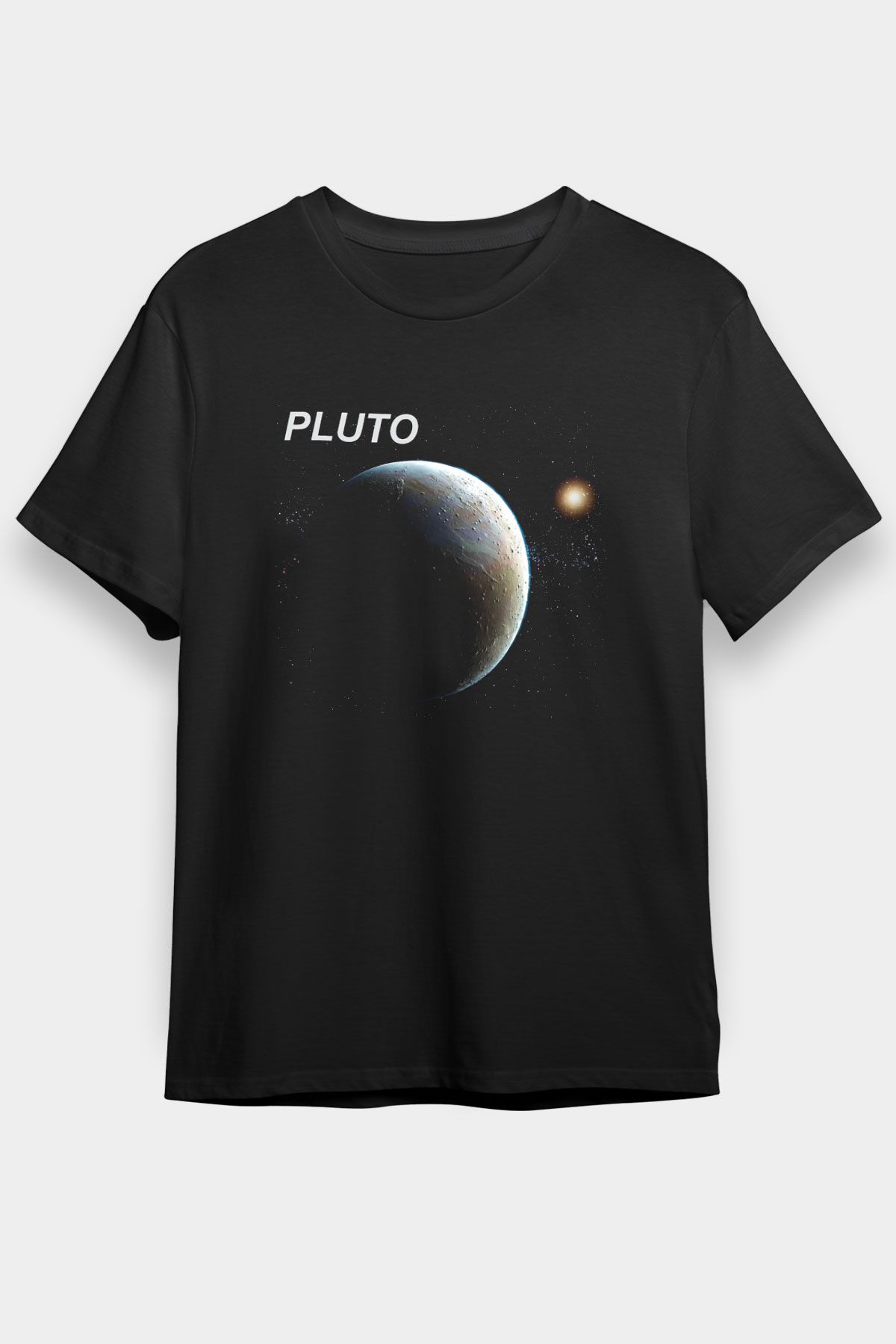 Plüton Siyah Unisex Tişört T-Shirt - TişörtFabrikası