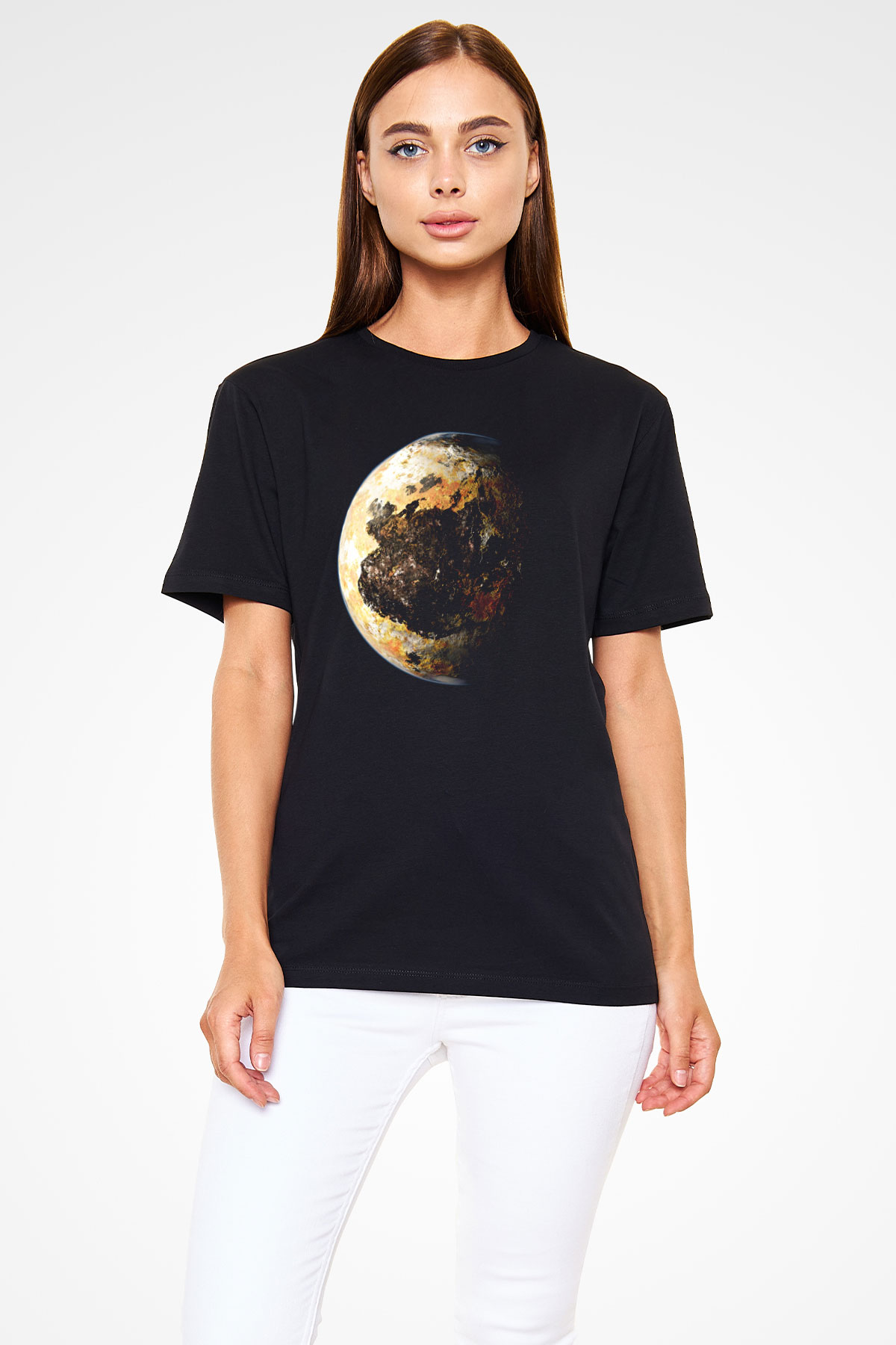Plüton Siyah Unisex Tişört T-Shirt - TişörtFabrikası