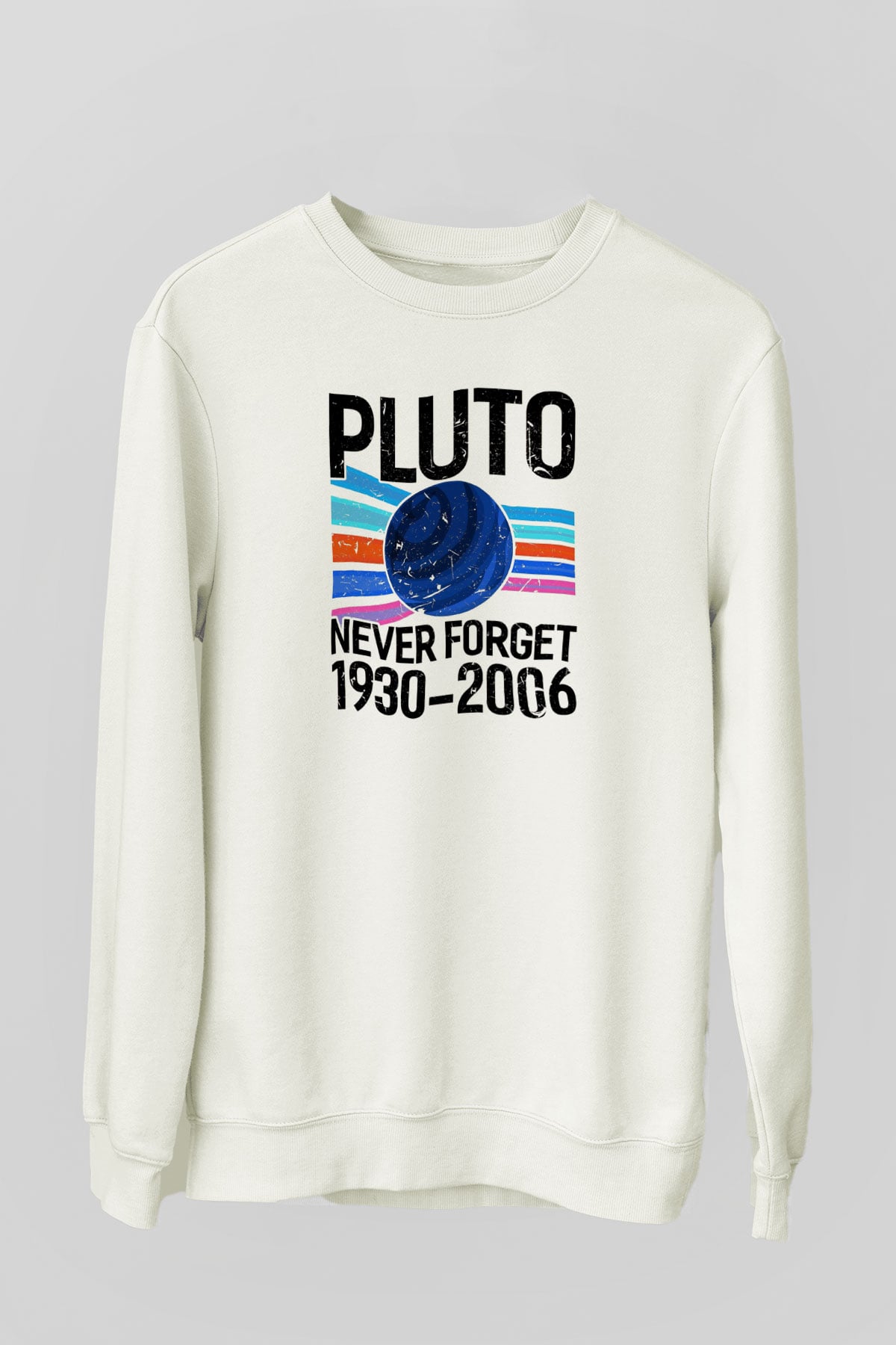 Plütonu Unutma Baskılı Unisex Ekru Sweatshirt