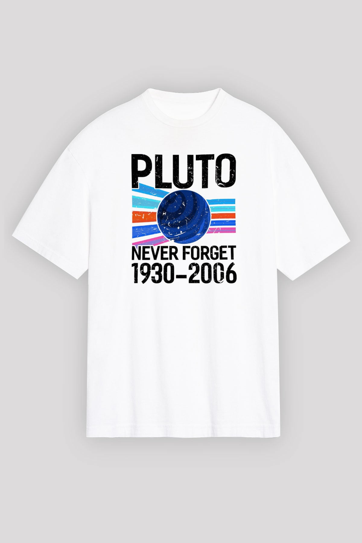 Plütonu Unutma Baskılı Unisex Oversize Beyaz Tişört - Tshirt