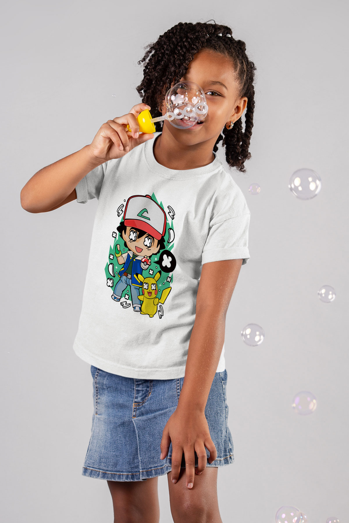 Pokemon Baskılı Unisex Beyaz Çocuk Tişört