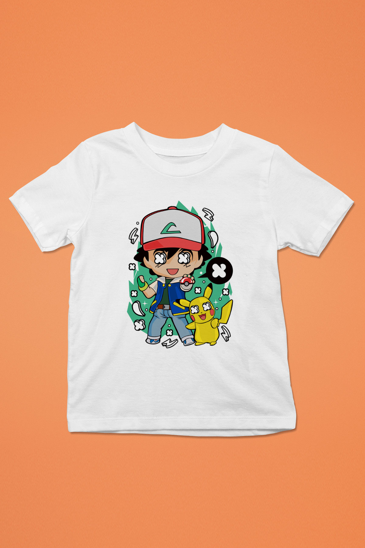 Pokemon Baskılı Unisex Beyaz Çocuk Tişört