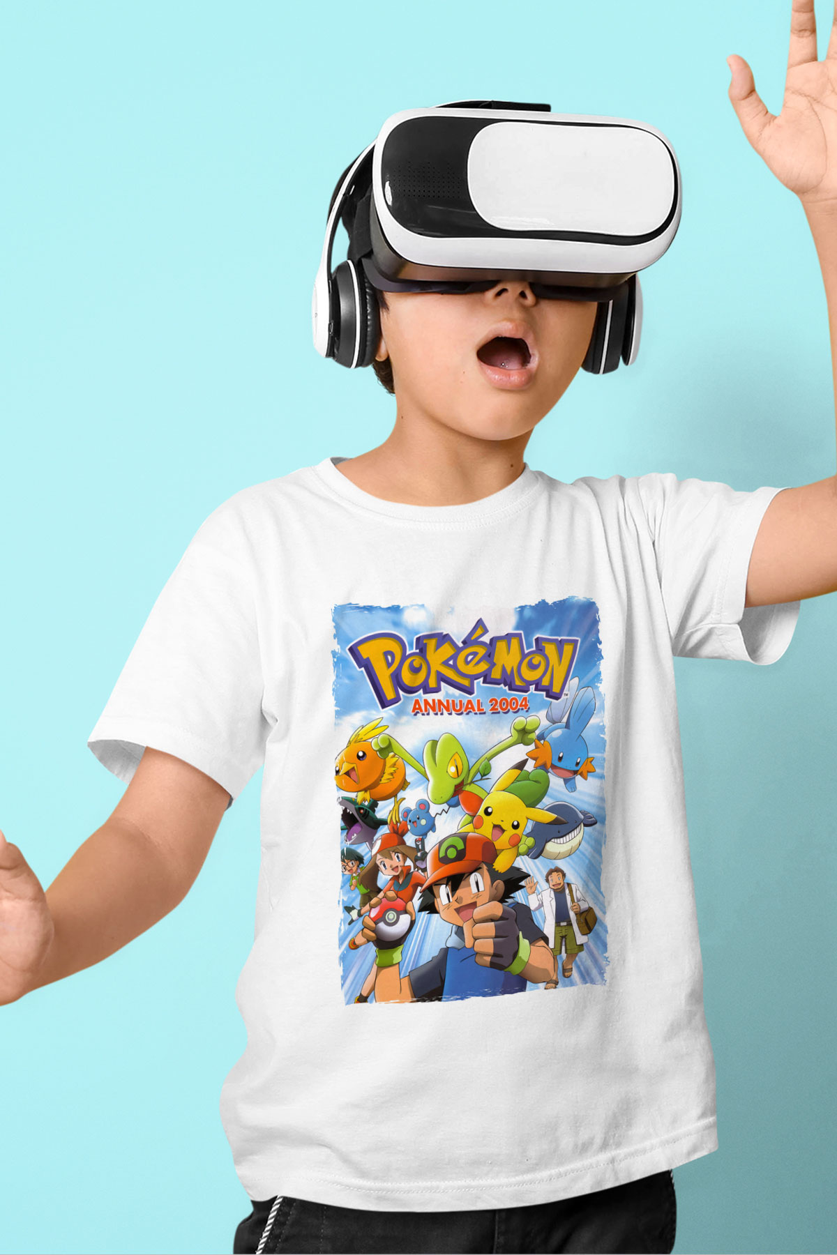Pokemon Beyaz Unisex Çocuk Tişört