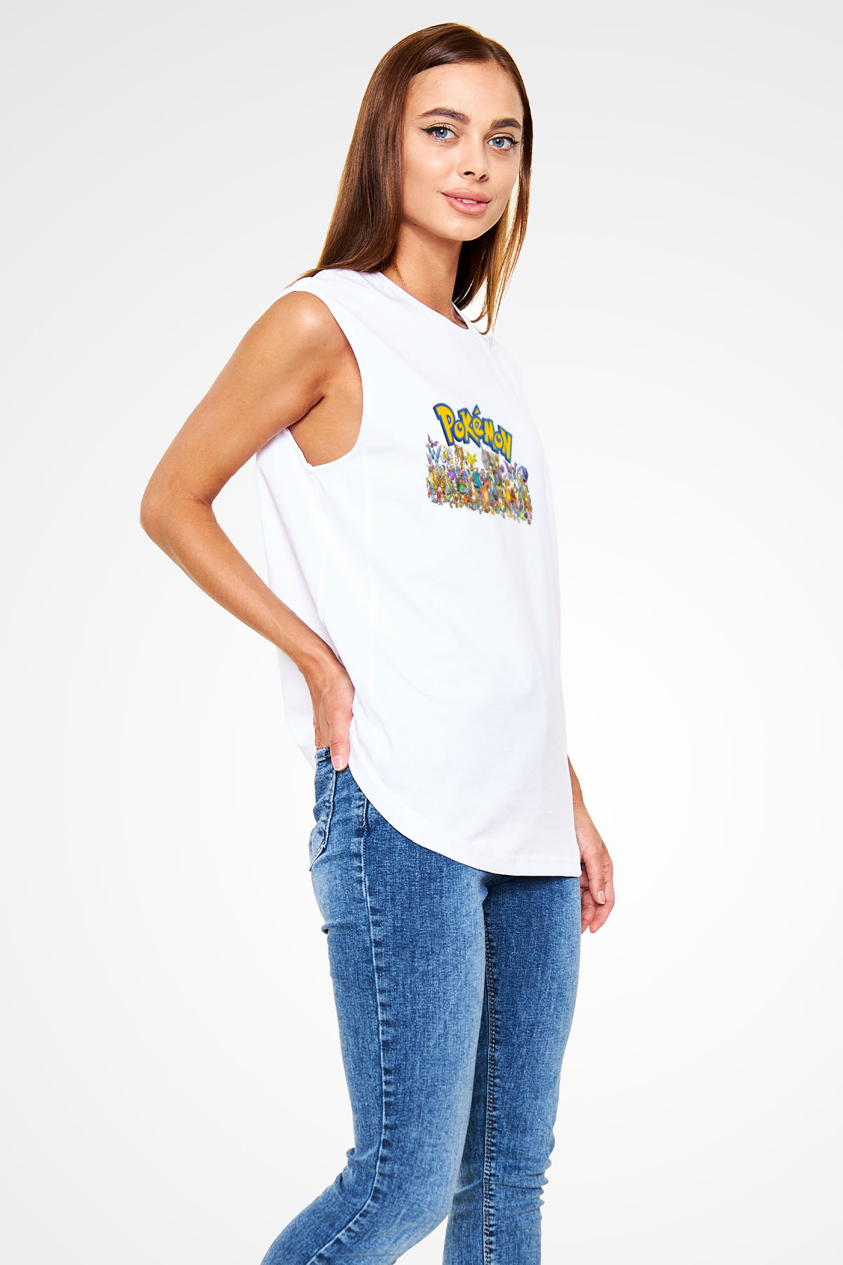 Pokemon Beyaz Unisex Kolsuz Tişört