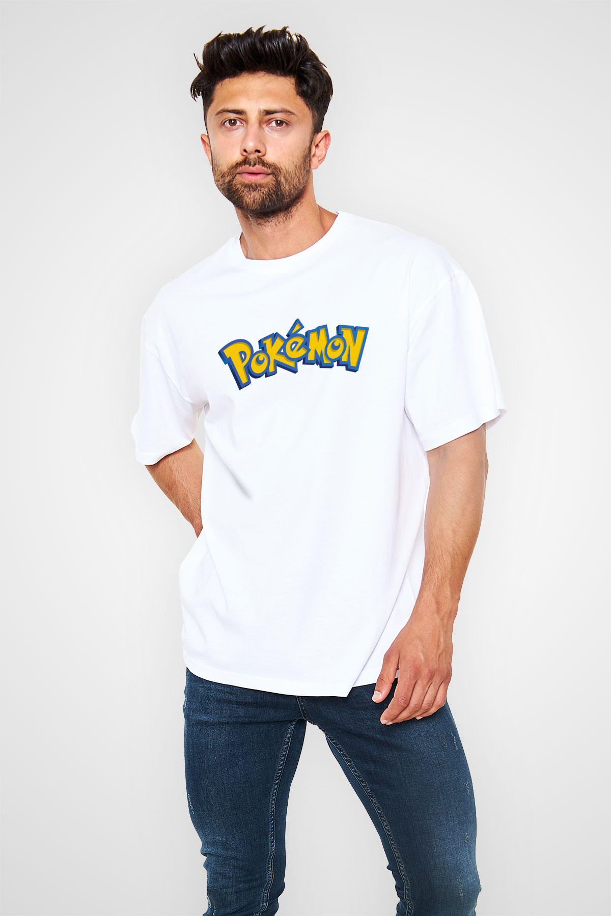 Pokemon Siyah Unisex Oversize Tişört T-Shirt