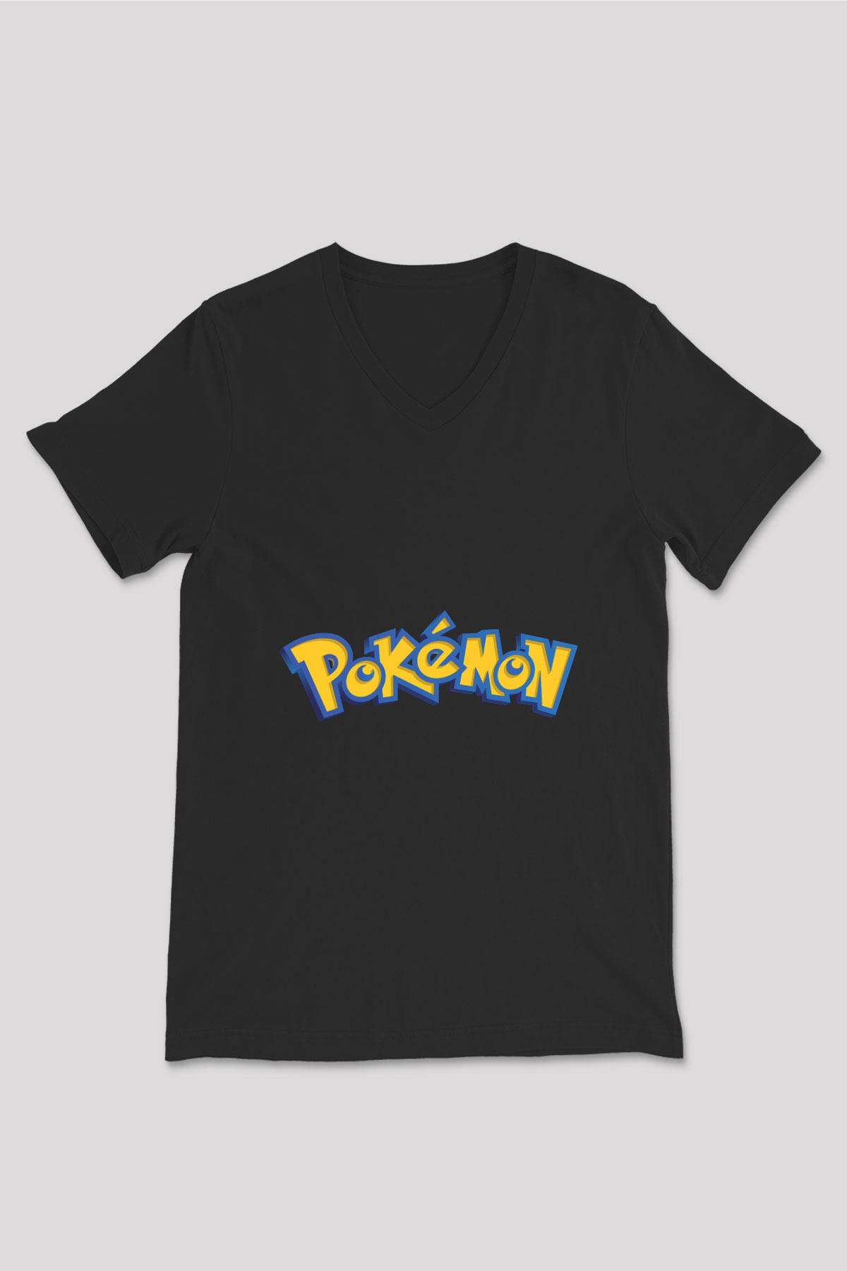 Pokemon Siyah Unisex V Yaka Tişört T-Shirt