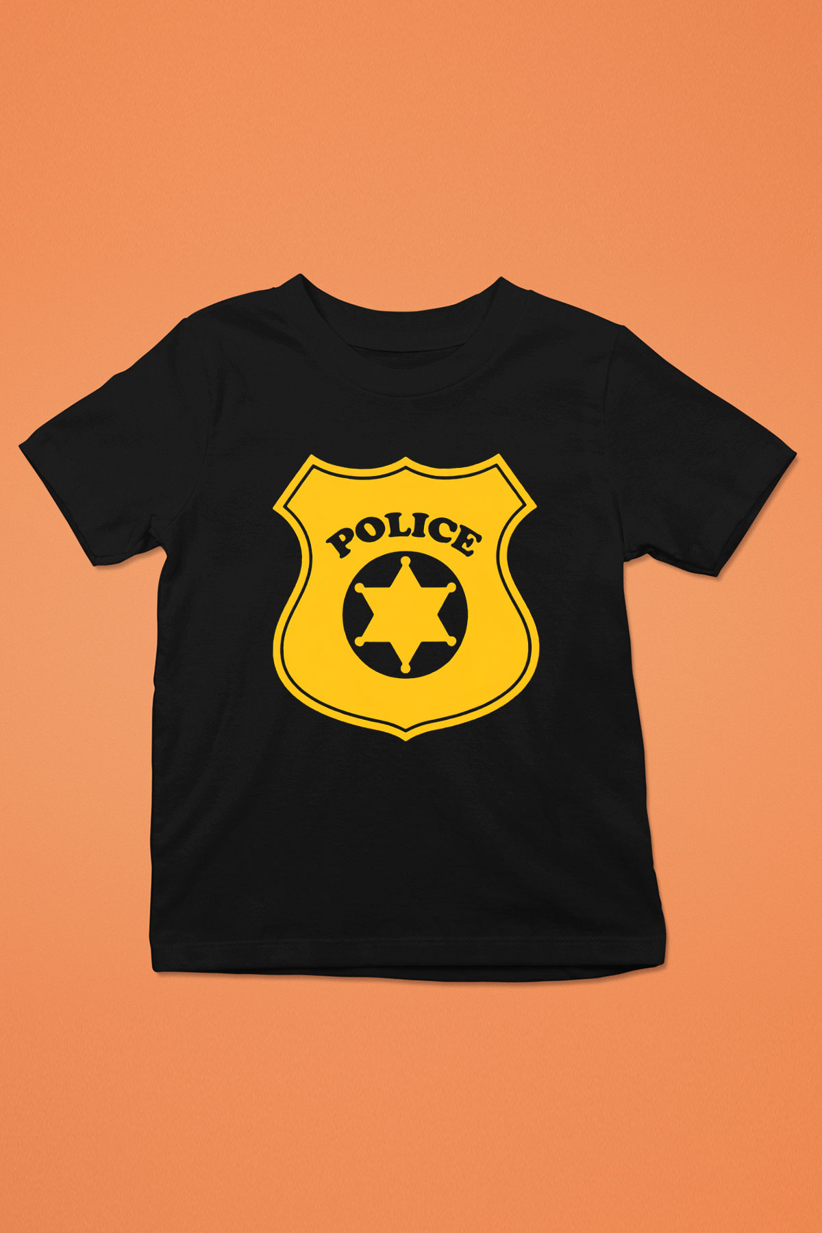 Polis Baskılı Siyah Unisex Çocuk Tişört