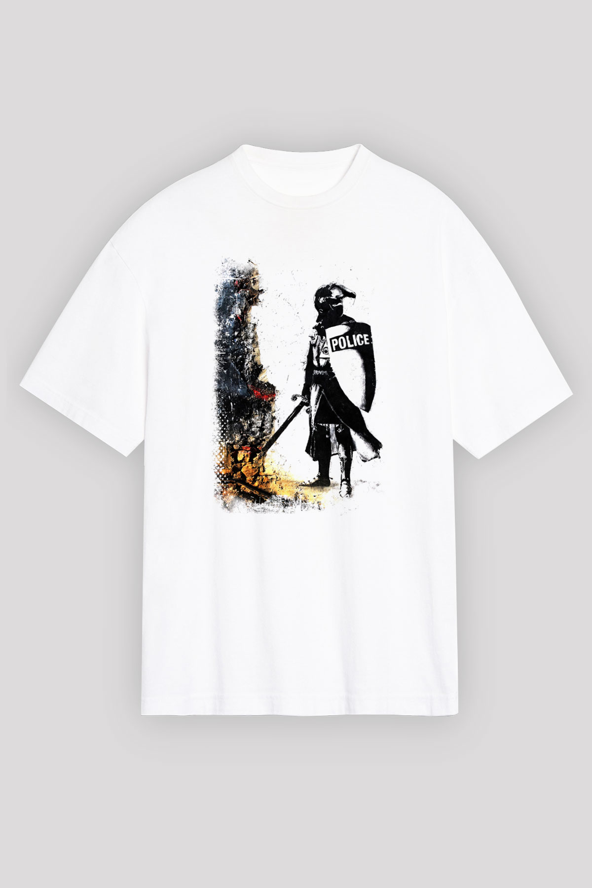 Polis Beyaz Oversize Tişört Oversize T-shirt - TişörtFabrikası