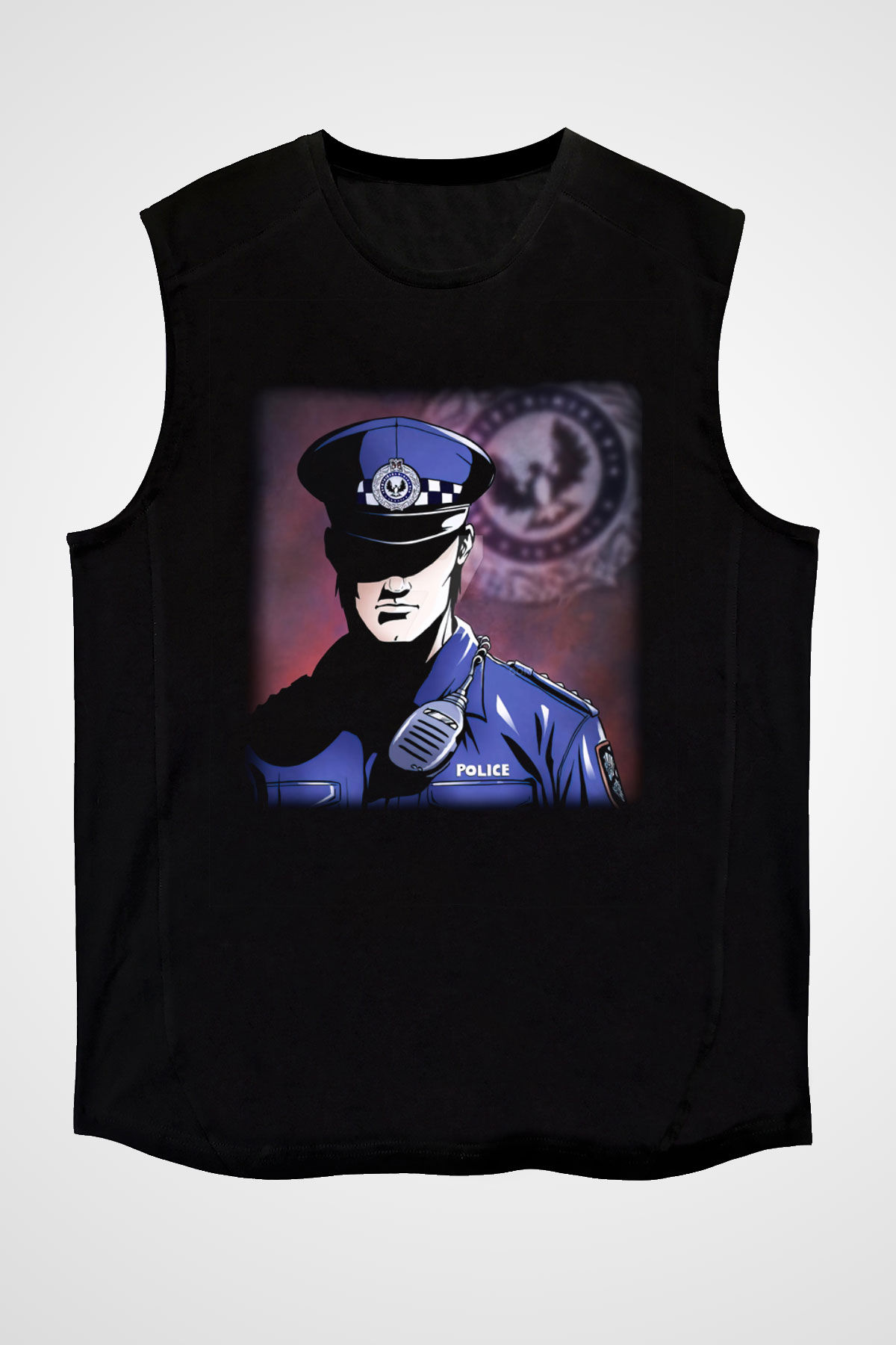 Polis Siyah Unisex Kolsuz Tişört