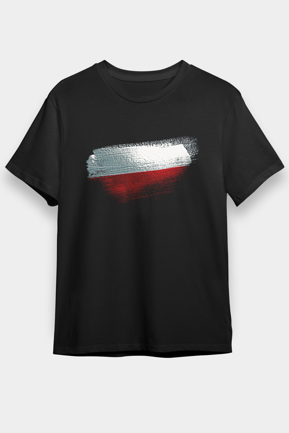 Polonya - Poland Bayrağı Baskılı Unisex Siyah Tişört