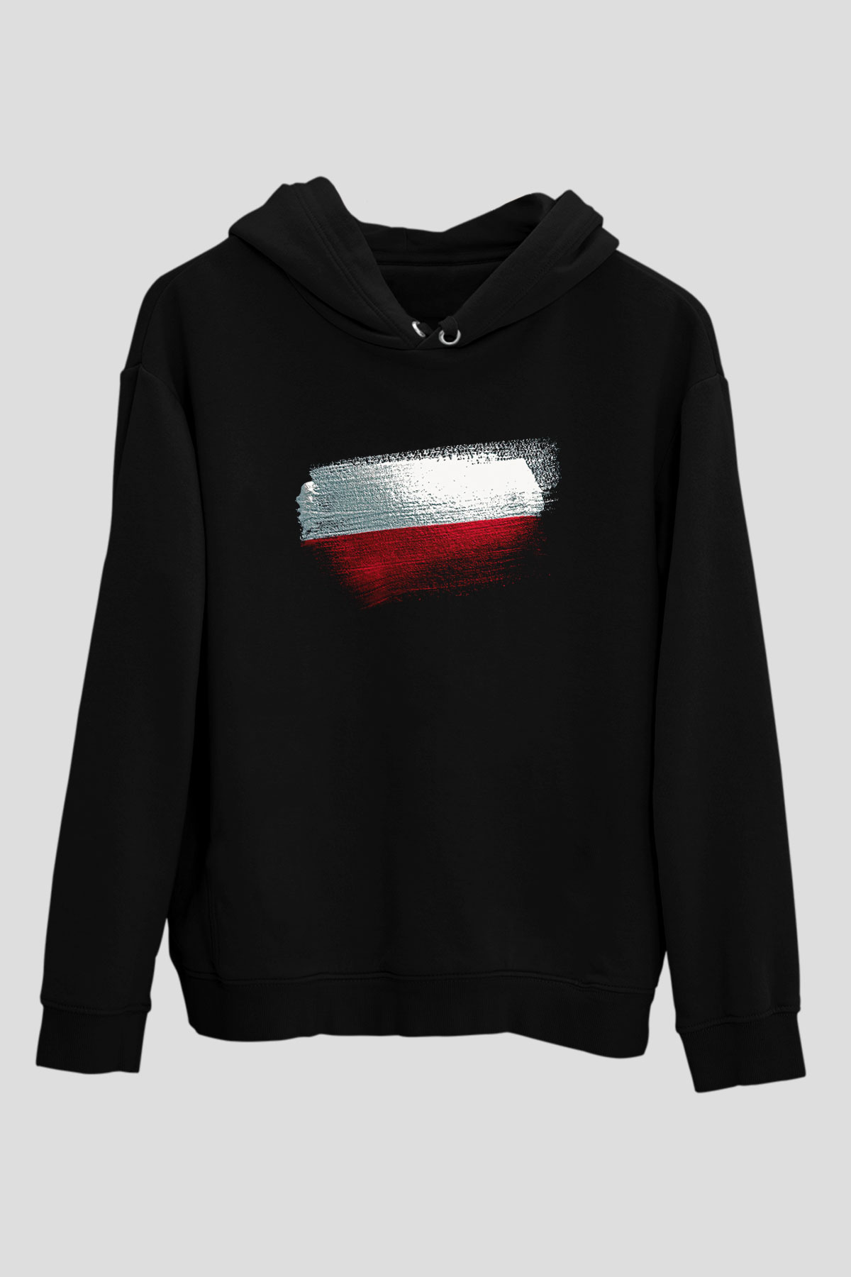Polonya - Poland Bayrağı Baskılı Unisex Siyah Kapüşonlu Sweatshirt