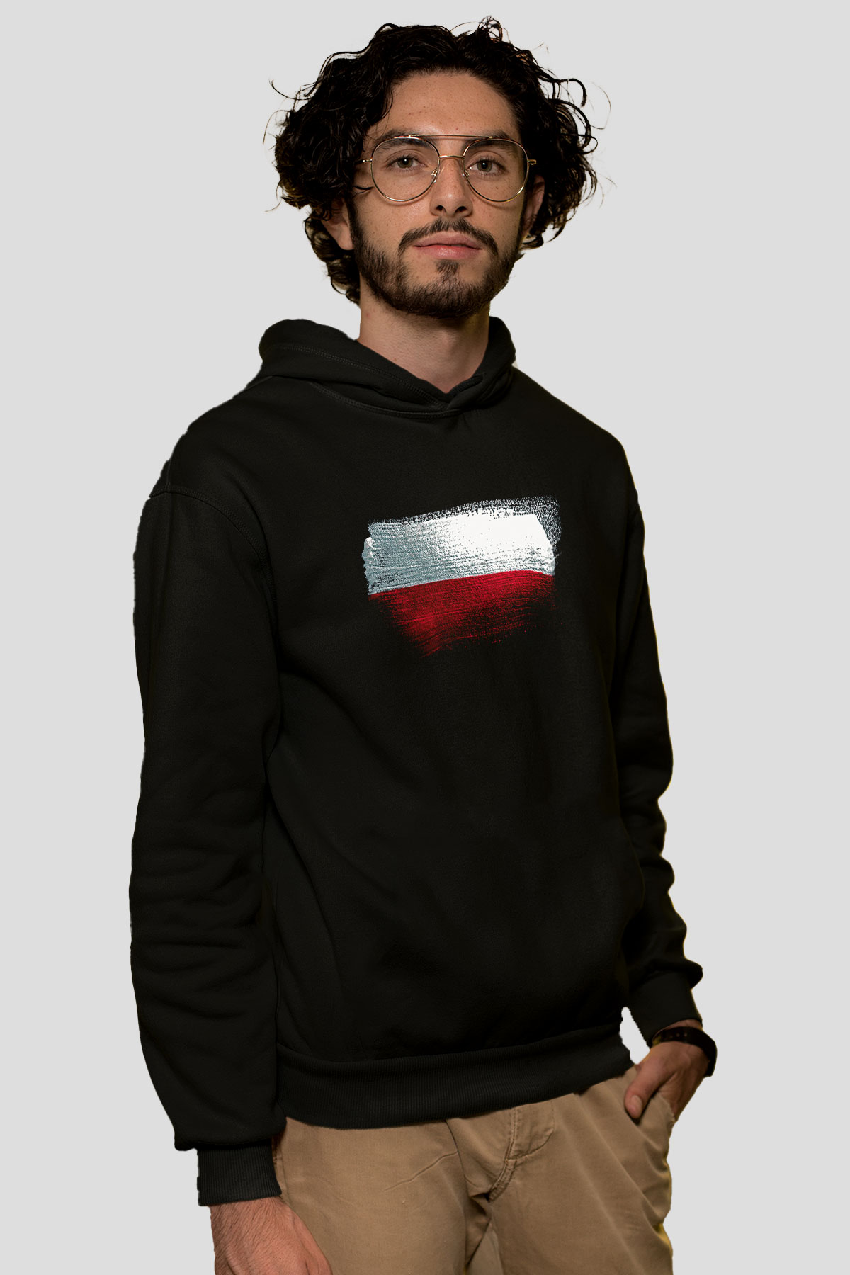 Polonya - Poland Bayrağı Baskılı Unisex Siyah Kapüşonlu Sweatshirt