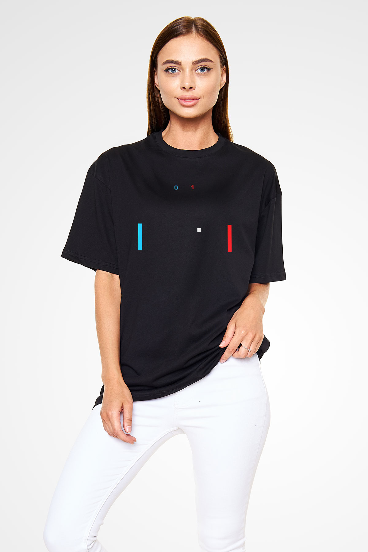 Pong Siyah Oversize Tişört