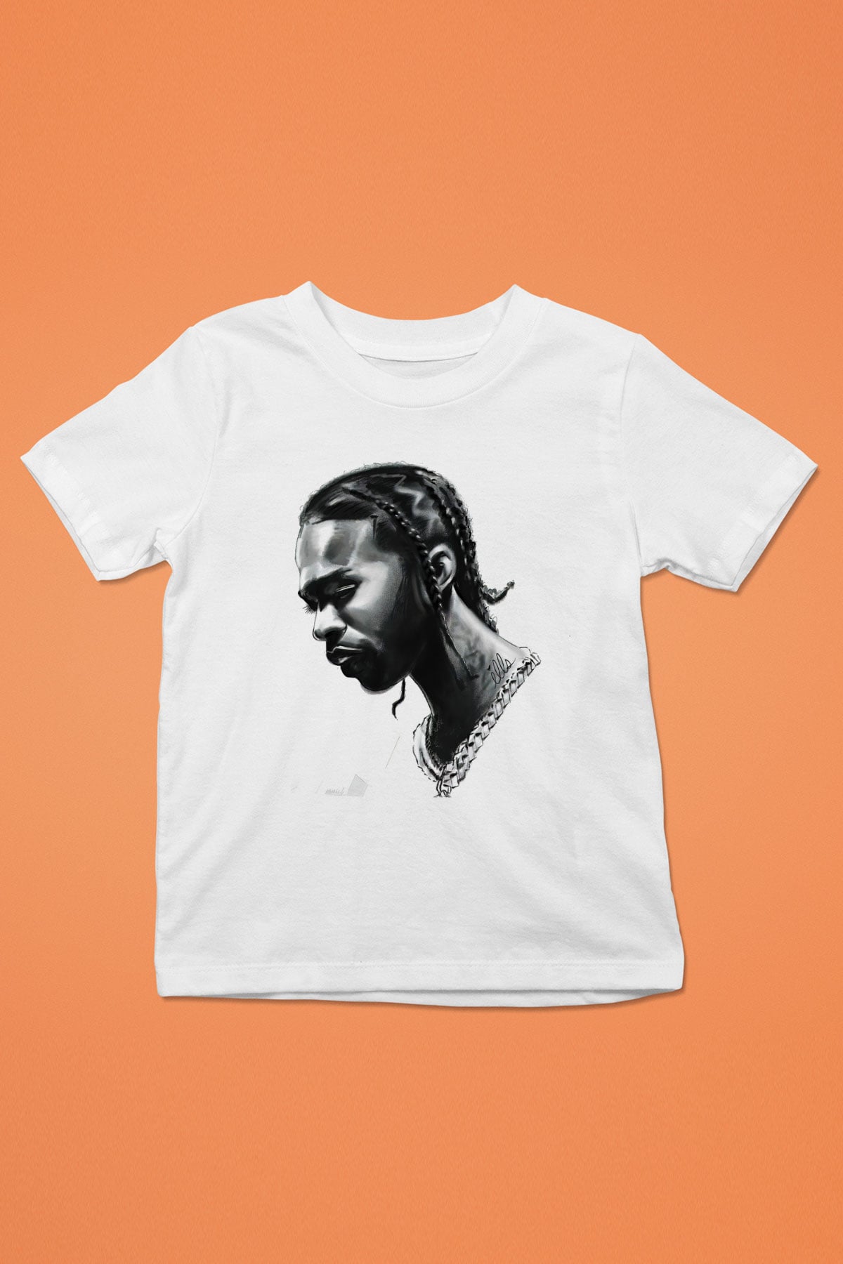 Pop Smoke Baskılı Beyaz Unisex Beyaz Çocuk Tişört - Tshirt