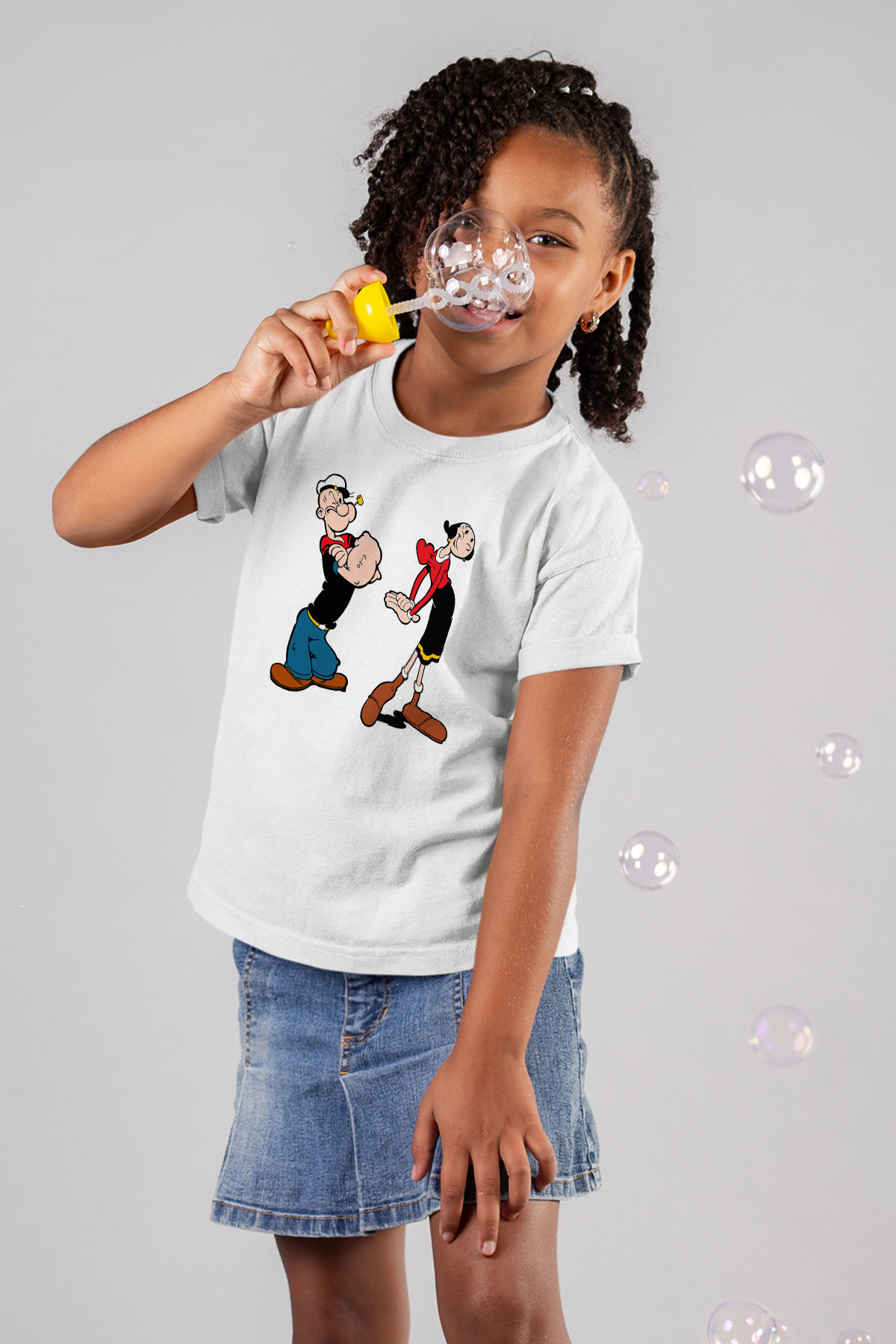 Popeye Baskılı Beyaz Unisex Çocuk Tişört